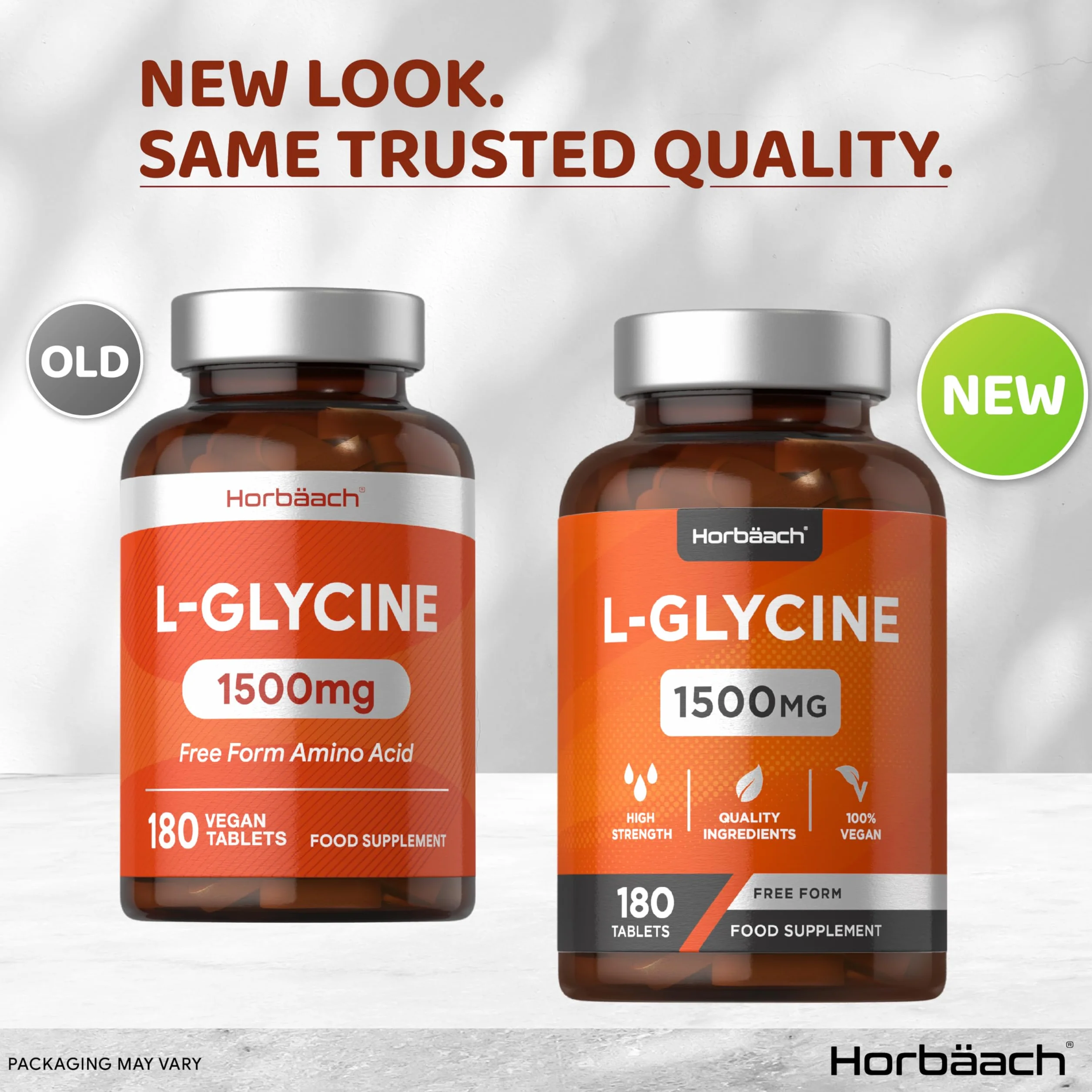 L-Glicyna 1500 mg | Wysokiej Mocy Aminokwas | 180 Tabletek | 100% Wegański Suplement Diety | marki Horbaach