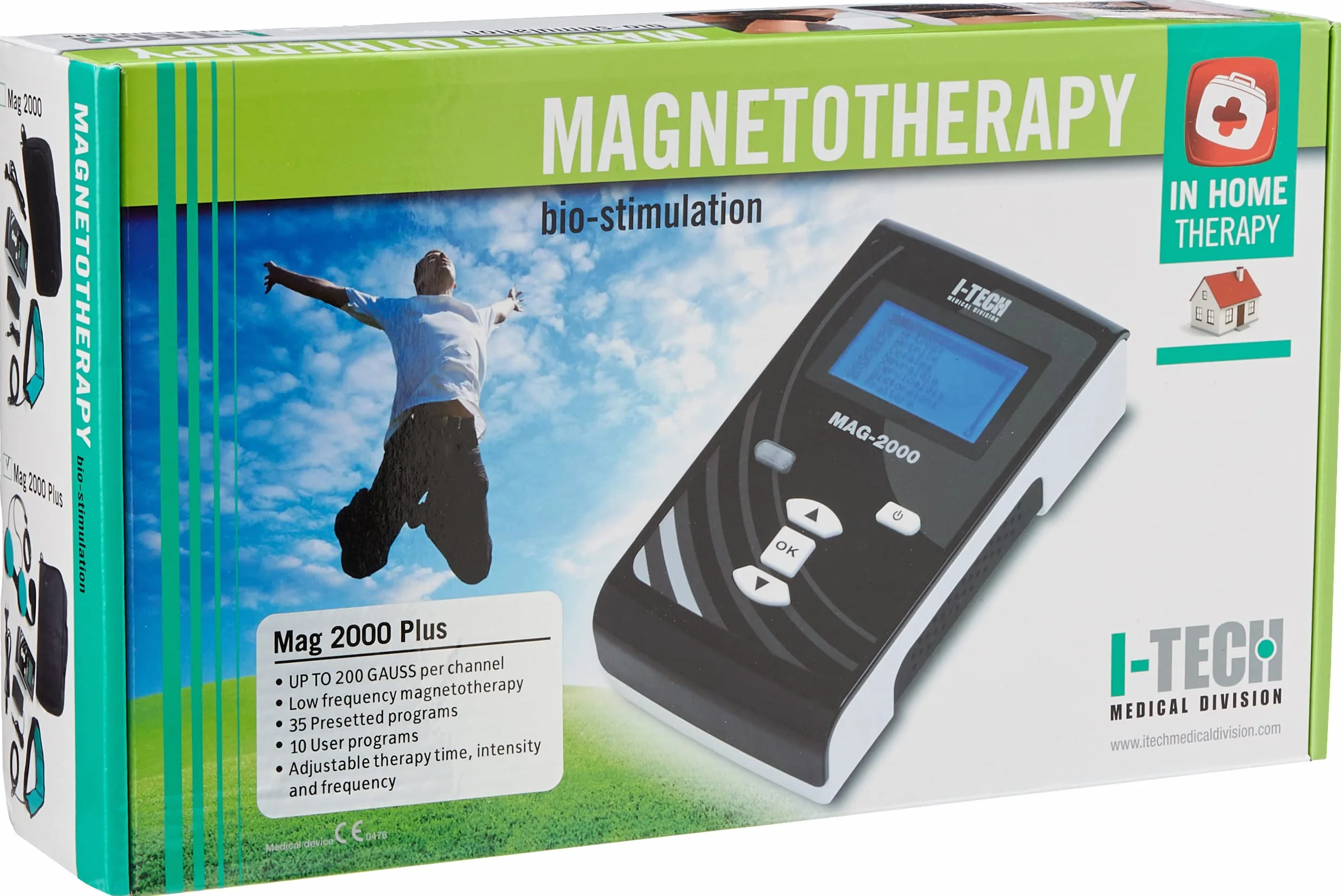 Itech IACER I-Tech MAG 2000 Plus, do magnetoterapii domowej i profesjonalnej, 2 kanały po 200 Gaussów każdy, 35 programów, do 10 pamięci użytkownika, gumka z 3 elektromagnesami, torba