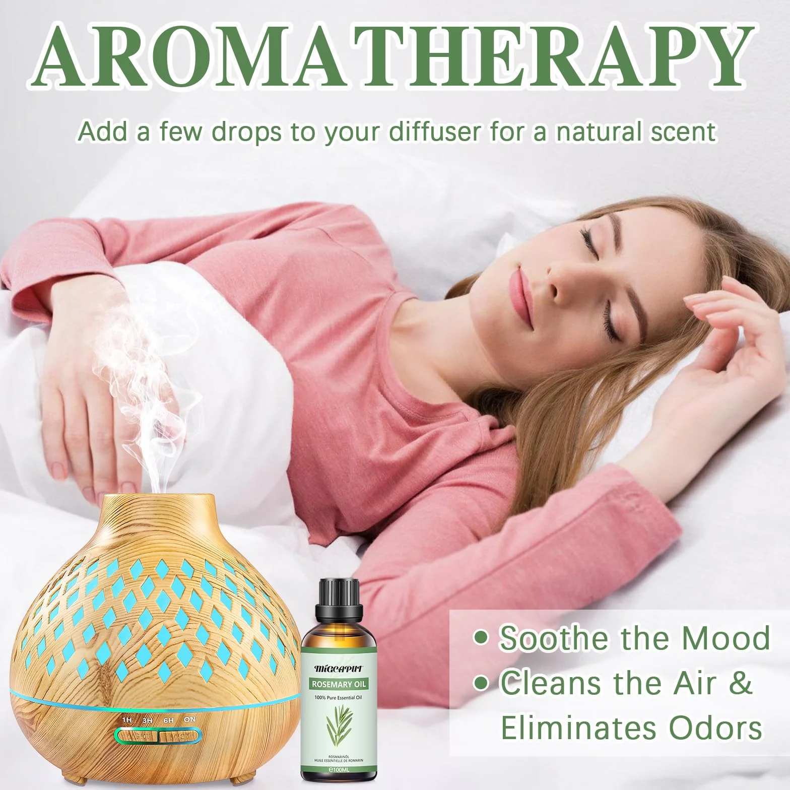 MIGCAPUT Olejek Eteryczny z Rozmarynu 100ML, 100% Naturalne Olejki Eteryczne do Aromaterapii, Olejek Rozmarynowy Klasy Terapeutycznej do Dyfuzora Nawilżacza, SPA, Masażu