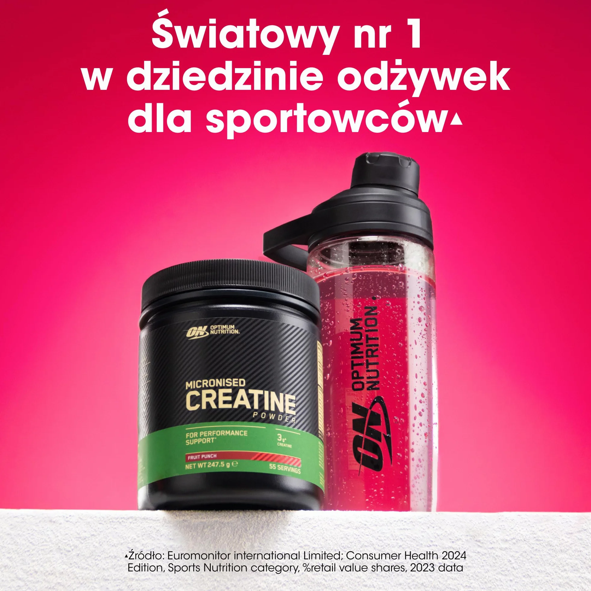 Optimum Nutrition Mikronizowana Kreatyna w Proszku, Poncz Owocowy, 247.5g, 55 Porcji