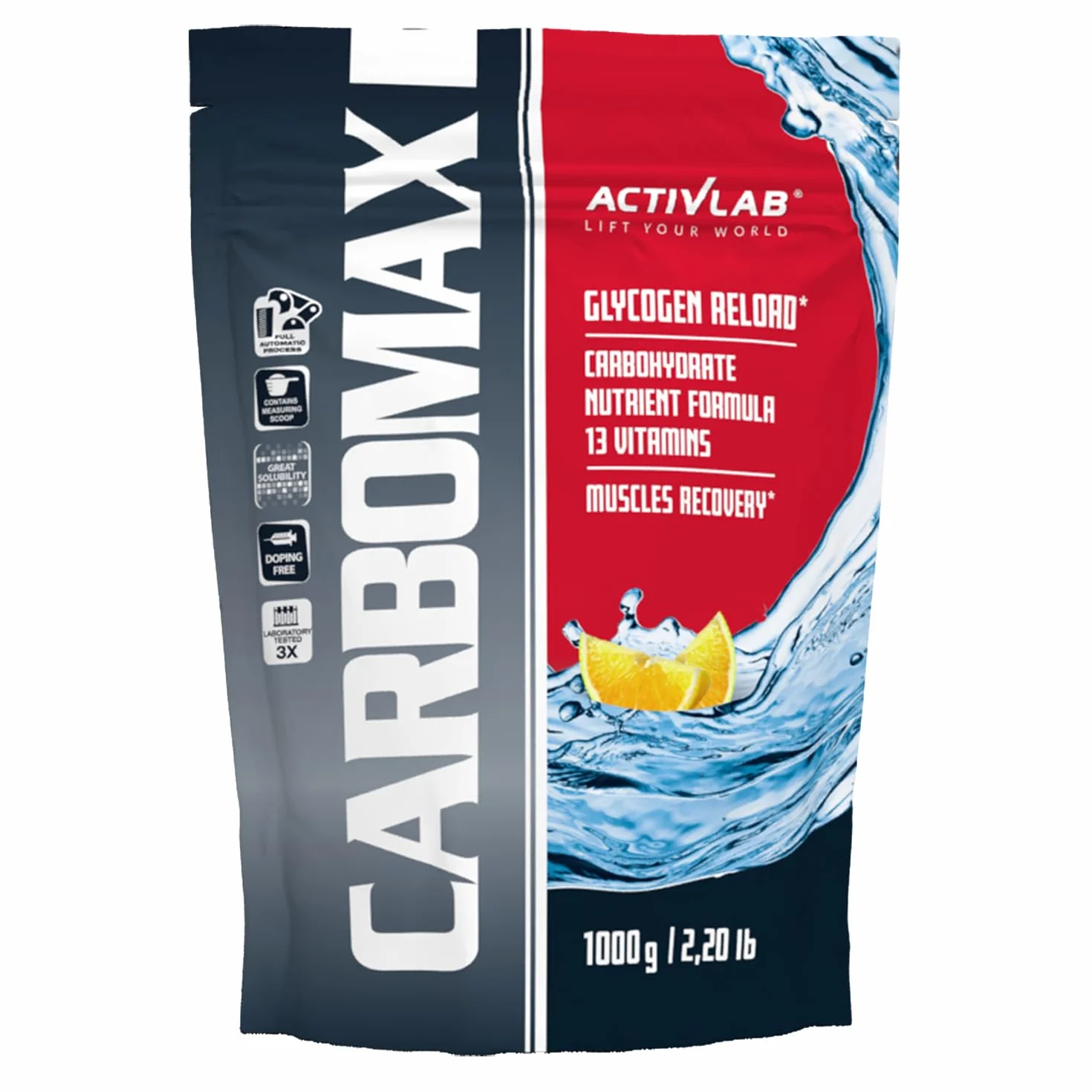 Activlab CarboMax Energy Power – Odżywka Węglowodanowa dla Sportowców – Dodatkowa Porcja Energii Podczas Treningu – Węglowodany na Masę – Gainer (Cytryna, 1000g)