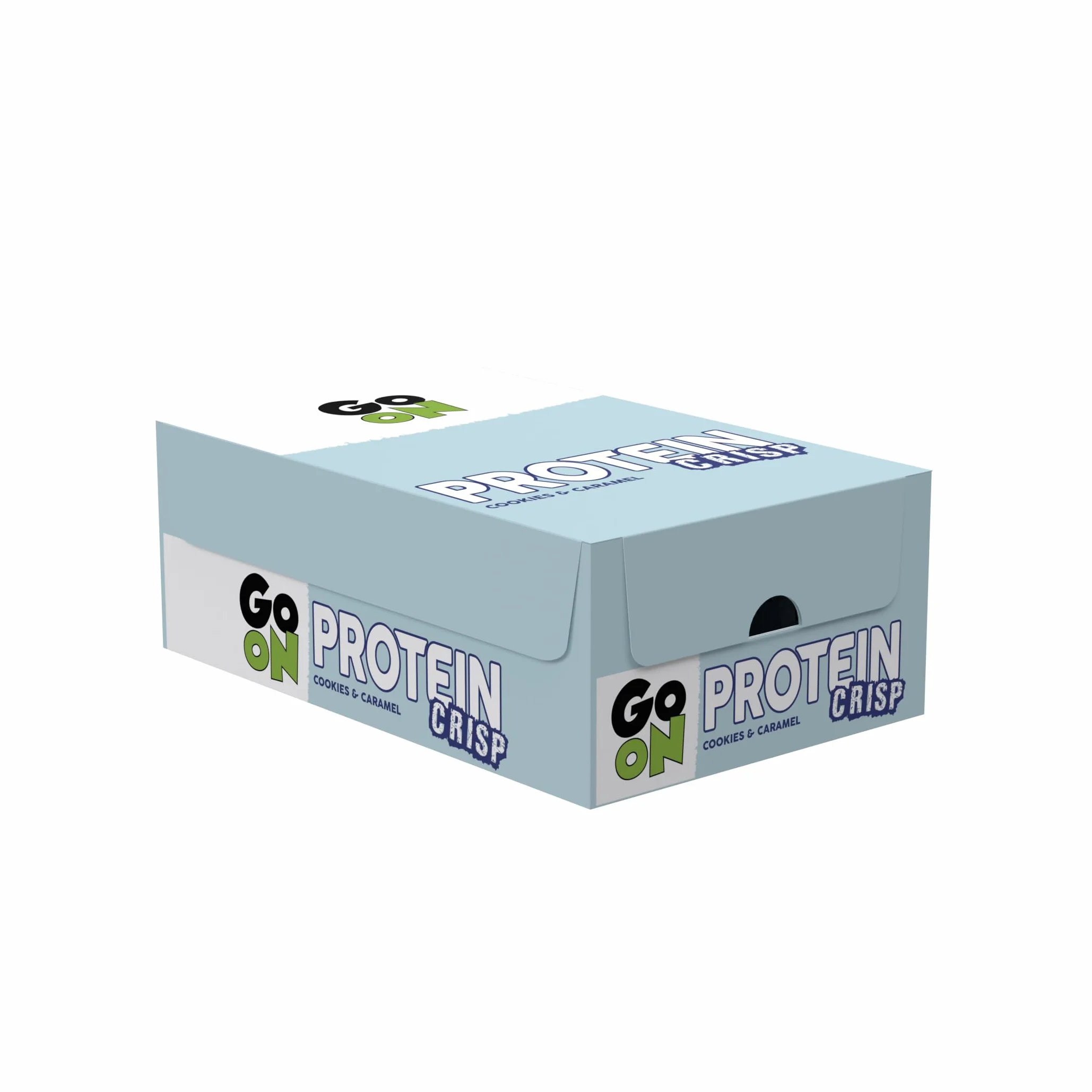 GO ON - Batony proteinowe Crisp 24 x 50 g, Batony białkowe, Odżywcze, Sportness Fitness Snacks, Idealne dla osób aktywnych - Ciasteczka i karmel