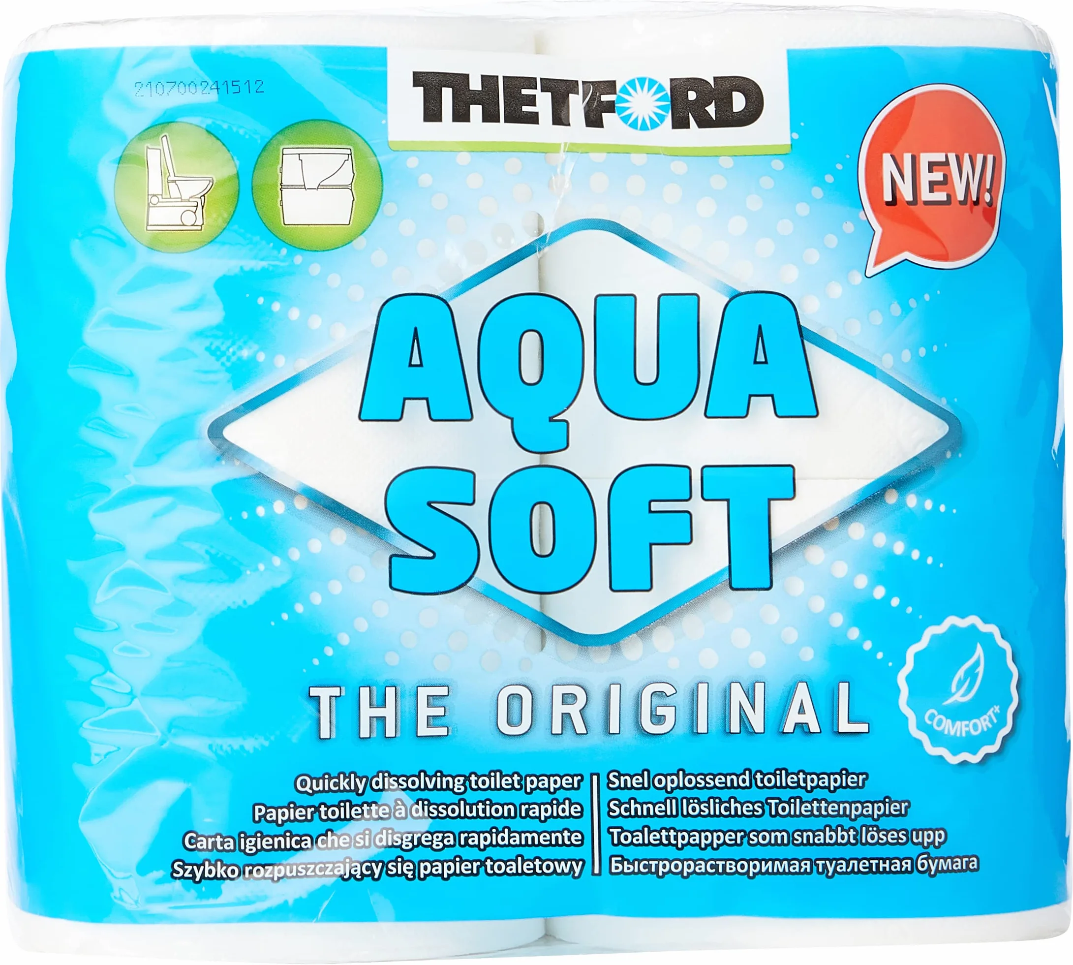 Thetford Aqua Soft papier toaletowy do toalet przenośnych, 4 rolki/torebek, do toalet kempingowych, na kemping