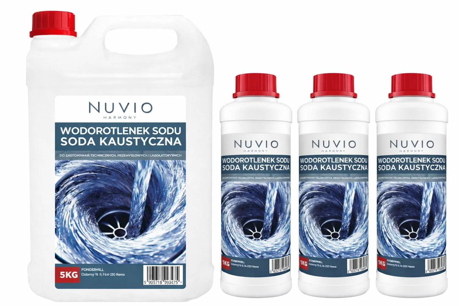 SODA KAUSTYCZNA WODOROTLENEK SODU DO RUR SYFONU 8kg NUVIO 8kg