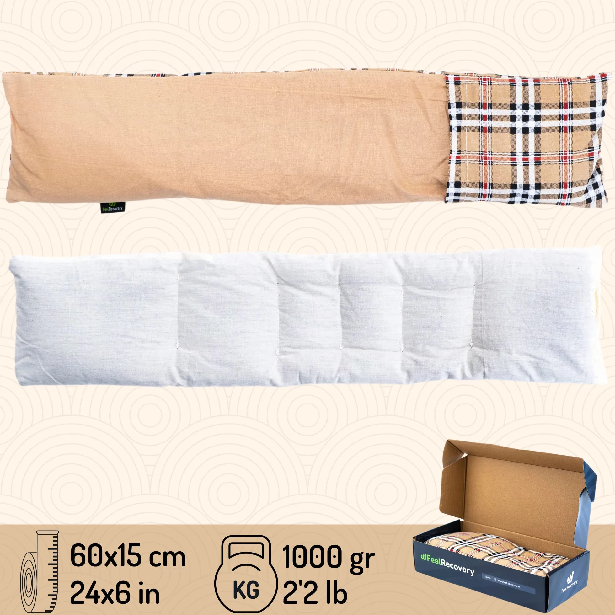 Poduszka Rozgrzewająca z Siemienia lnianego 60x15 cm Zimno/Ciepło na Ból Szyi