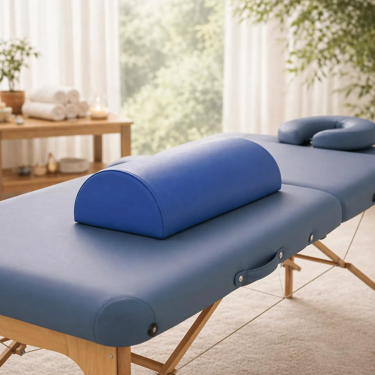 Rolka do masażu Zen 3/4 sztuczna skóra PU do ławek masażu i leżaków terapeutycznych królewski niebieski