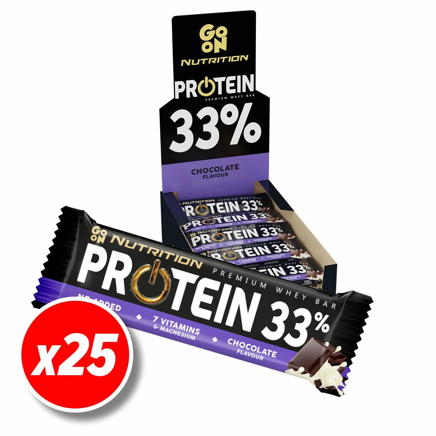 GoOn NUTRITION Baton proteinowy czekoladowy 25x50 g bez cukru 33%