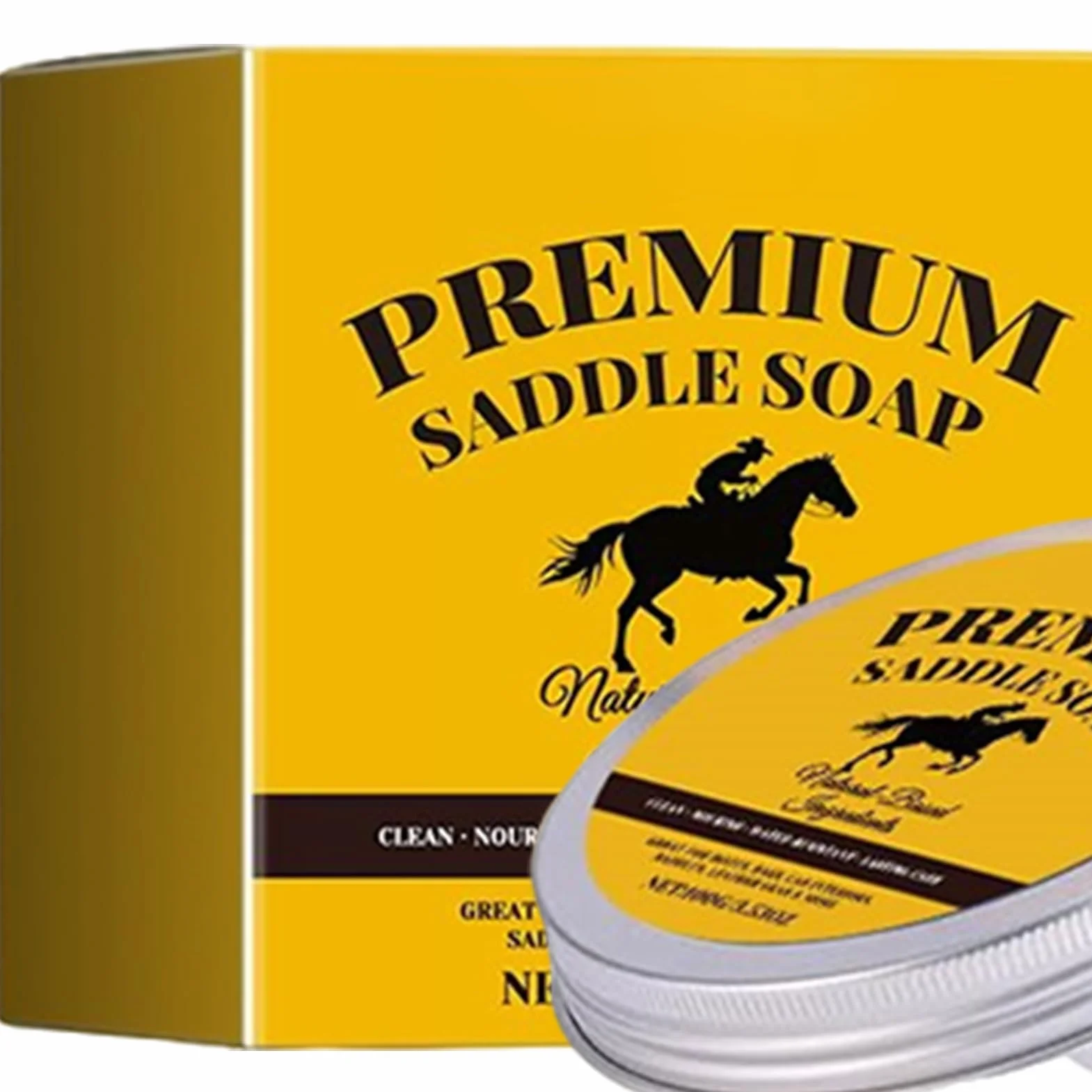 Saddle Soap Leather Conditioner, 8x3cm 100g Boot Cleaner ABS Case With Sponge, Leather Care Supplies, Boots, Shoes, Bags, Jackets, Saddles, Cleaning, Conditioning
