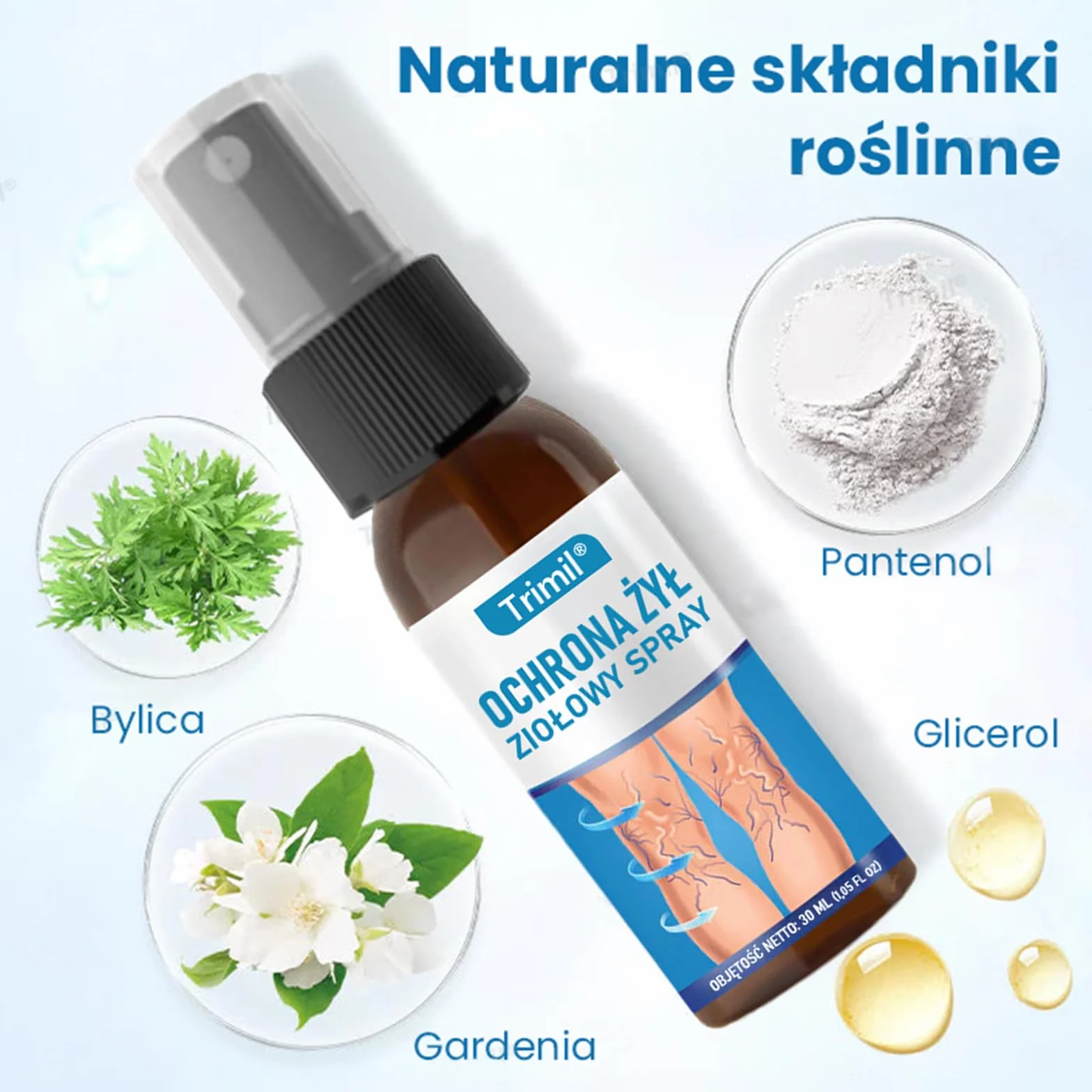 Trimil ziołowy Spray, profesjonalny spray do leczenia, Trimil Spray na Żylaki, Naturalne Spray na łydki przeciw żylakom (1)