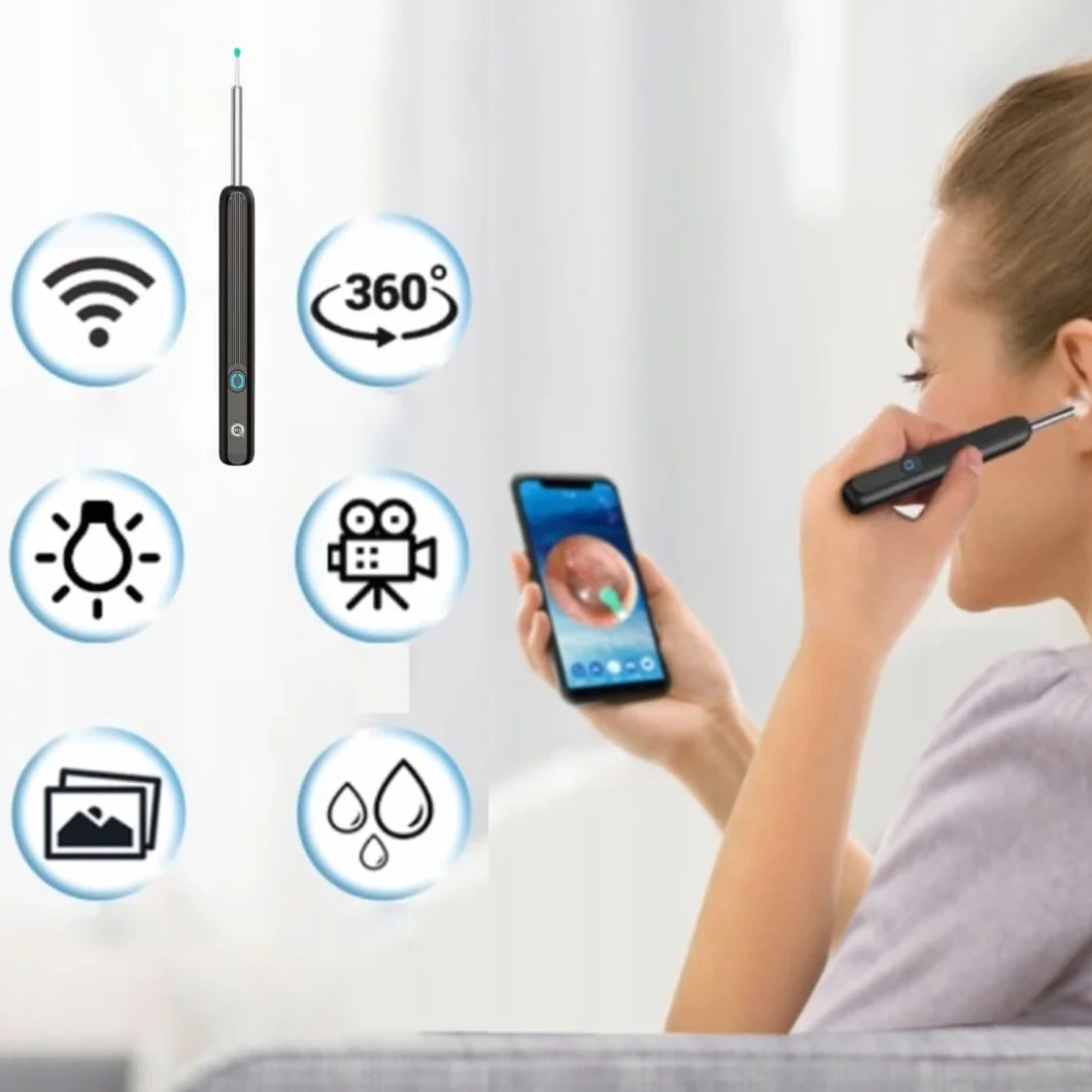 SMART OTOSKOP KAMERA CZYSZCZENIE USZU WOSK WIFI HD APLIKACJA ENDOSKOP