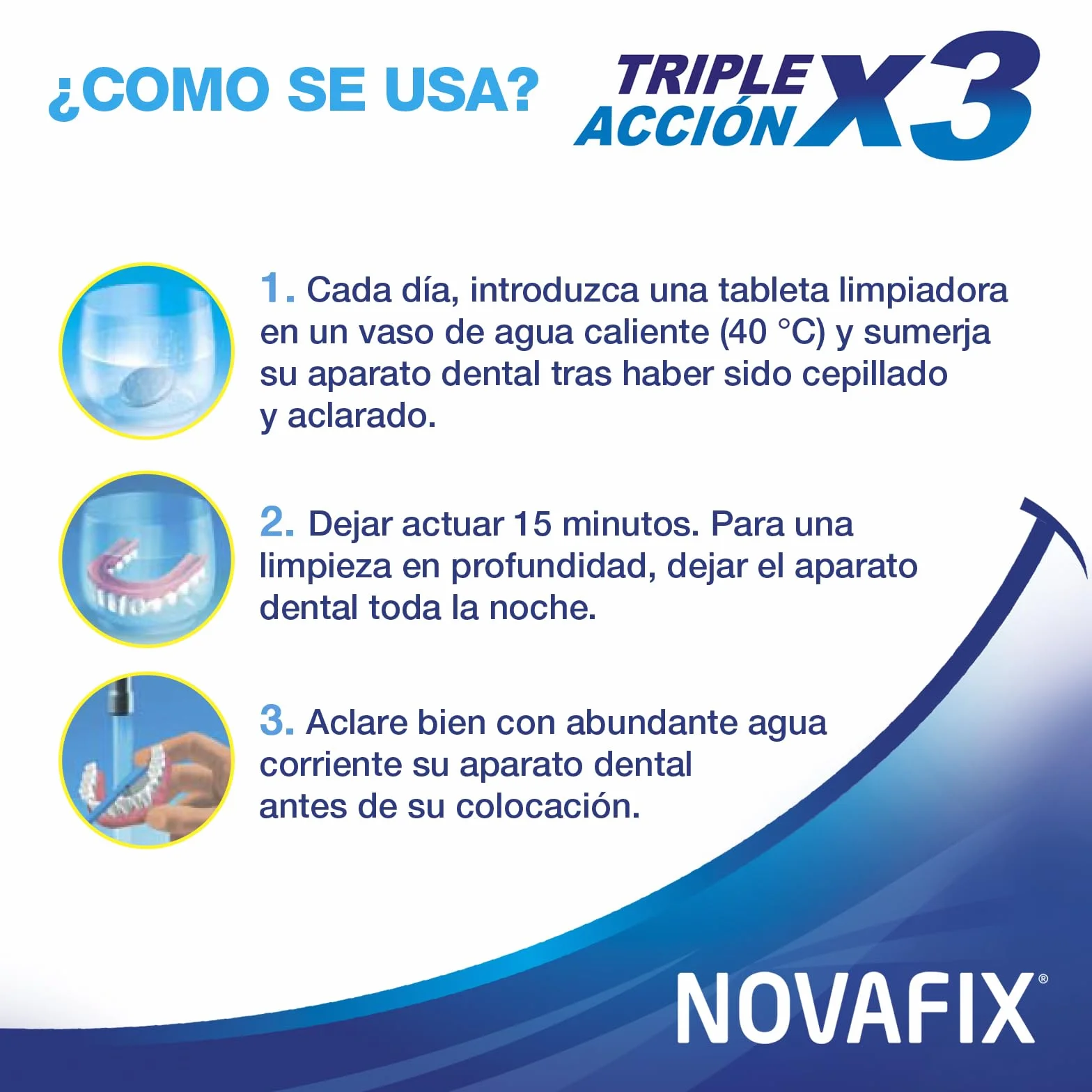 Novafix - Tabletki do czyszczenia Triple Action - Do protez dentystycznych
