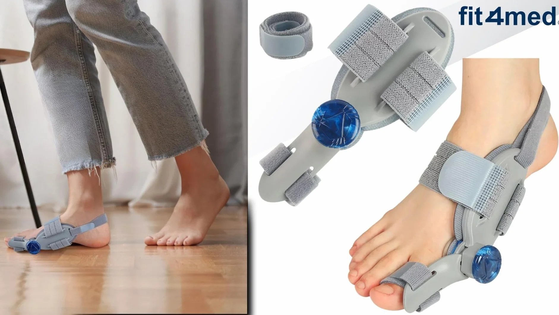 Orteza Korekcyjna na Haluksy Nylonowo-Silikonowa 16 cm Regulowany Aparat Prostujący Palce Stopy