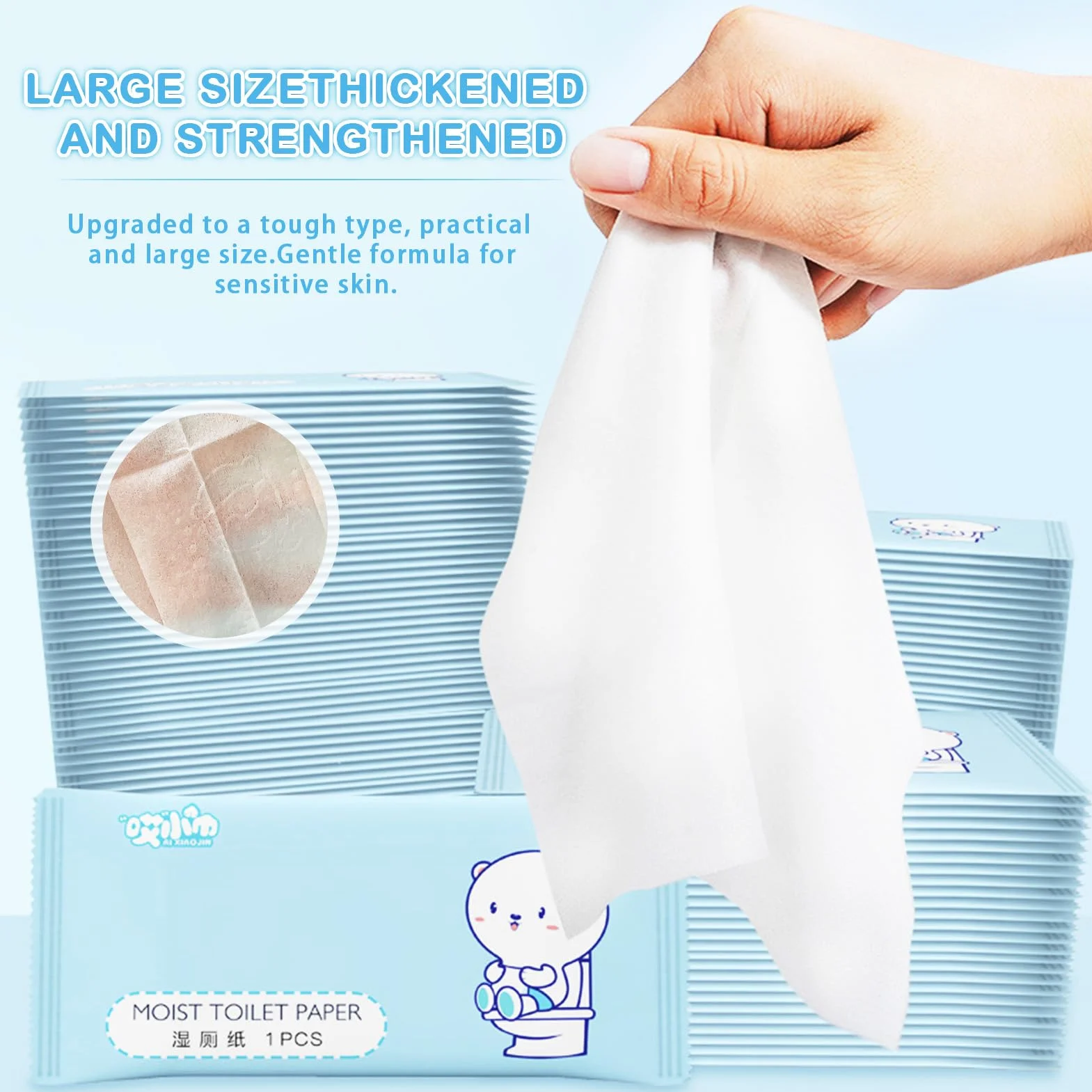 Chusteczki odświeżające, 50 sztuk mokrej ściereczki pakowane pojedynczo, wilgotny papier toaletowy, higieniczne chusteczki czyszczące, rumianek, delikatna skóra, delikatna