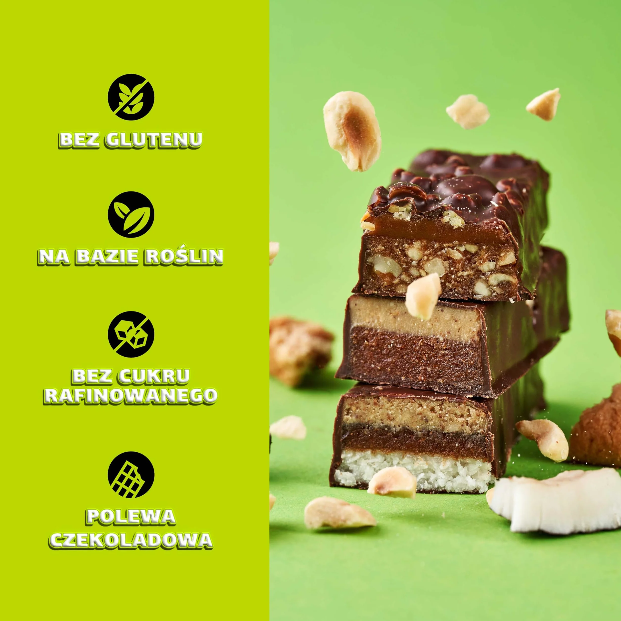FIZI Czekoladowe Batony Wegańskie Zestaw mieszany, Batony Na bazie roślin, W czekoladowej polewie, Bez rafinowanego cukru, Bez glutenu, Bez GMO, Bez laktozy