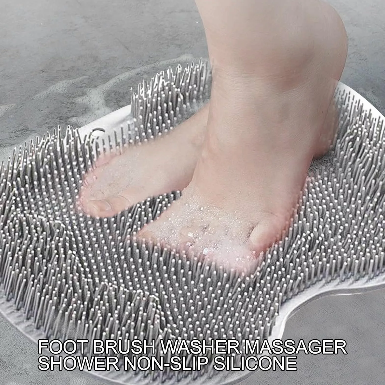 Szczotka do stóp, mata do mycia stóp z antypoślizgowymi przyssawkami, podkładka do masażu stóp, masażer do pedicure, pielęgnacja stóp, relaks (szara)