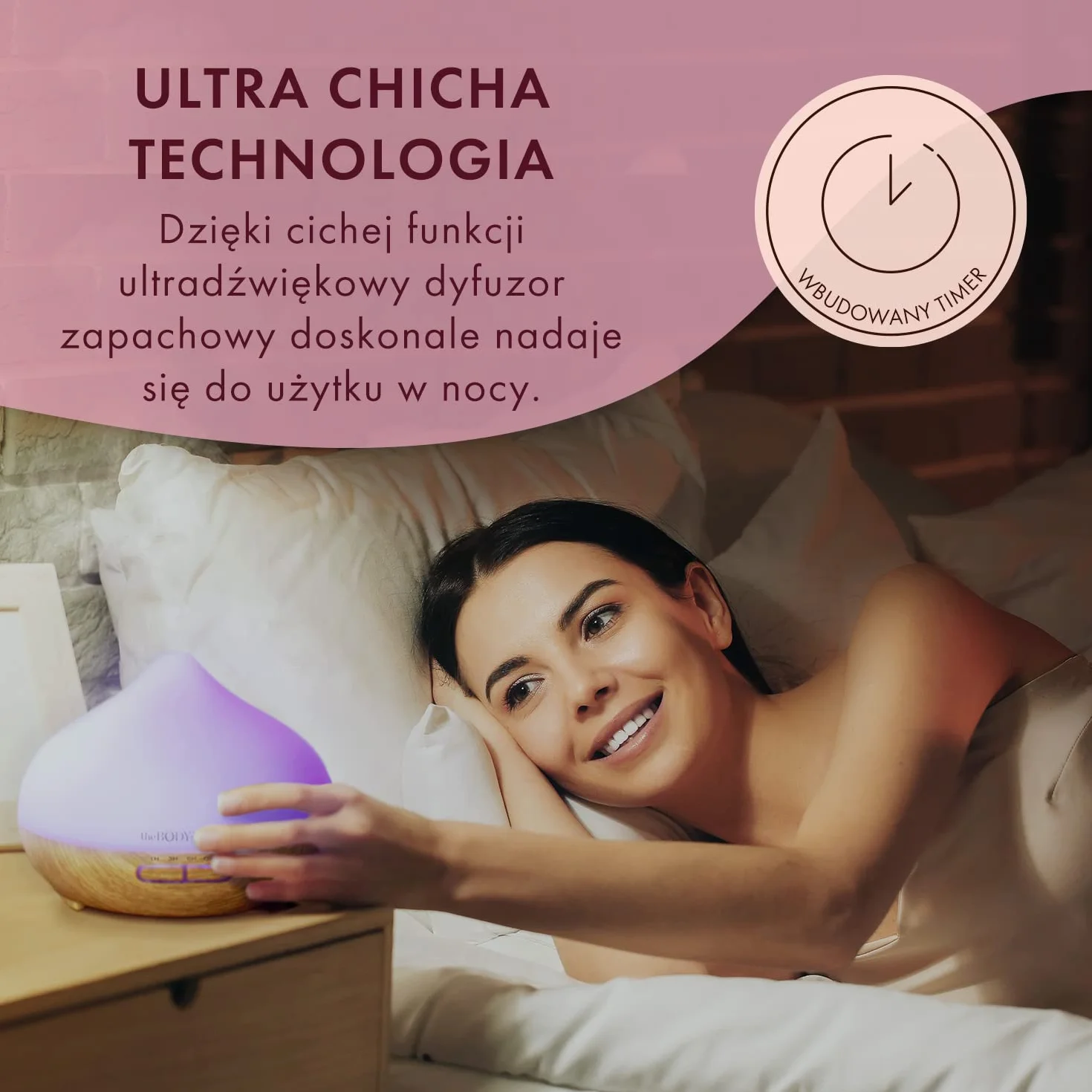 The Body Source Dyfuzor Zapachowy Olejków Eterycznych, Ultradźwiękowa Lampa LED Zapachowa z 7 kolorami, Elektryczny Nawilżacz Powietrza, Timer, Aromaterapia Do Domu, Biura, Pokoju Dziecięcego, 300 ml
