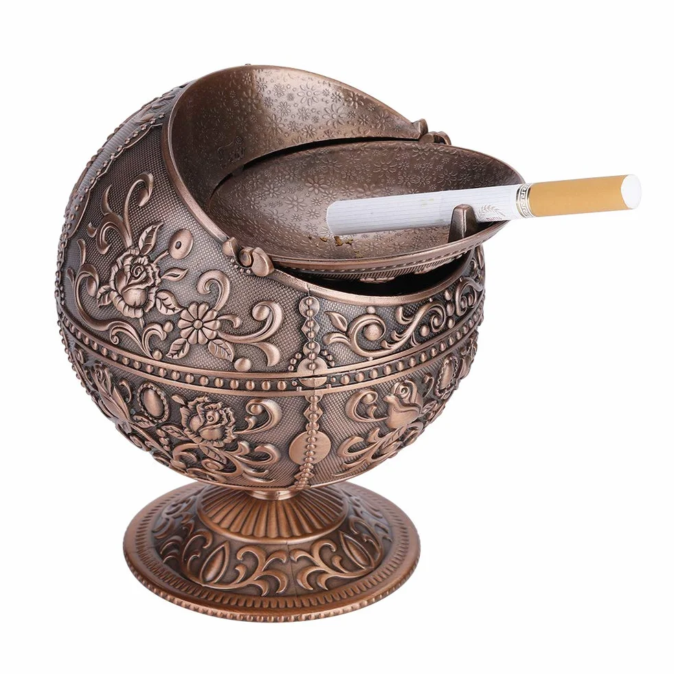 Wiatroodporna popielniczka, kreatywna popielniczka w stylu vintage z pokrywką na papierosy Przenośna zewnętrzna popielniczka metalowa Popielniczka wewnętrzna Elegancki prezent dla mężczyzn Kobiety (1 #)
