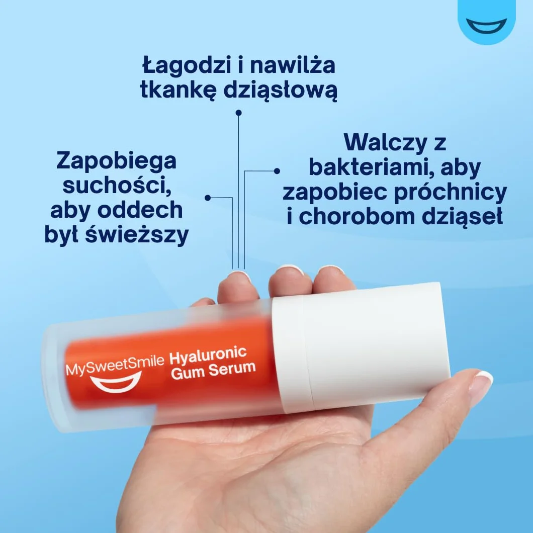 MySweetSmile Serum Do Dziąseł z Kwasem Hialuronowym HA+ - Łagodzi I Nawilża Dziąsła - Redukuje Zapalenie Dziąseł - Miętowy Smak - Naprawa Dziąseł - Nagroda IndyBest - 30ml