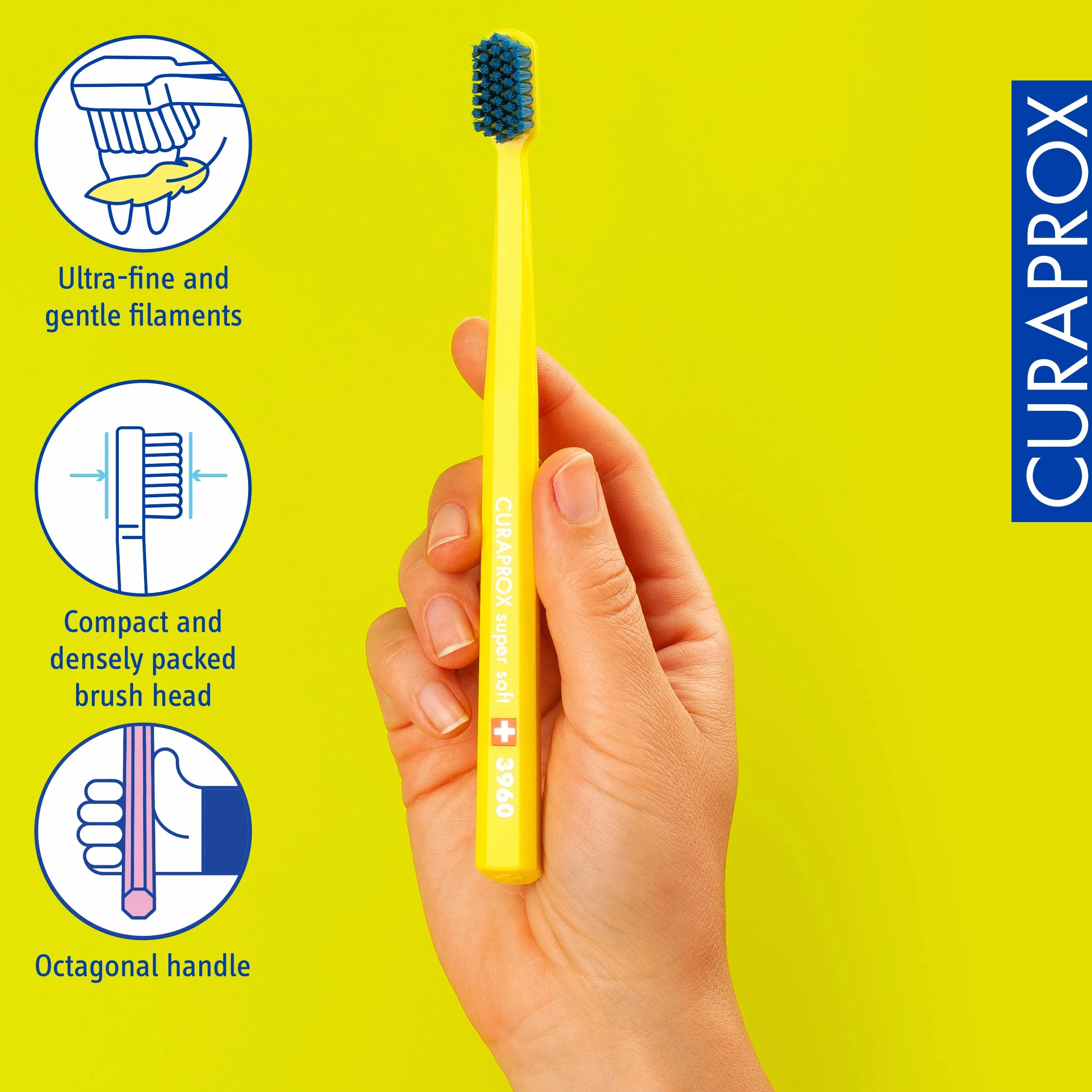 Curaprox CS 3960 Super Miękka Szczoteczka do zębów dla dorosłych, Super Miękkie włókna Curen®