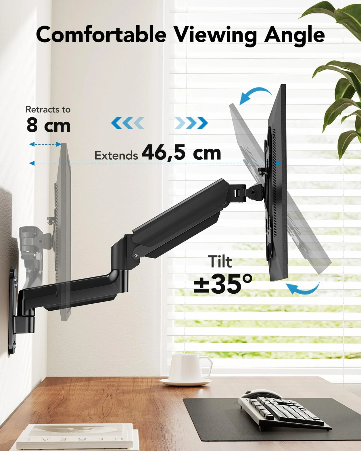 HUANUO uchwyt ścienny do ekranów 24"-35", uchwyt ścienny z pełnym ruchem, uchwyt ścienny do monitora VESA 75/100/200mm, ładowność 3-12 kg