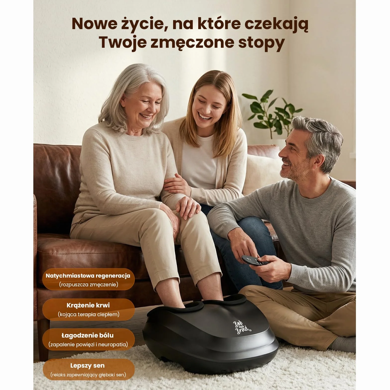 BOB AND BRAD Lite Masażer do Stóp z Podgrzewaniem, Shiatsu i Kompresją - Elektryczny Masażer Ugniatający na Ból Stóp i Haglund, Rozmiar do 45, Pomysł na Prezent