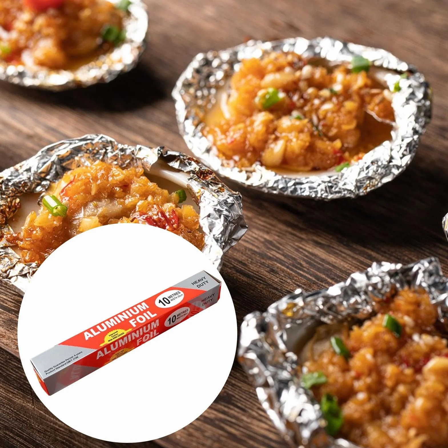 Heavy-duty Aluminum Foil Roll with Cutter, Non-stick Food Safe Kitchen Wrap for Leftovers