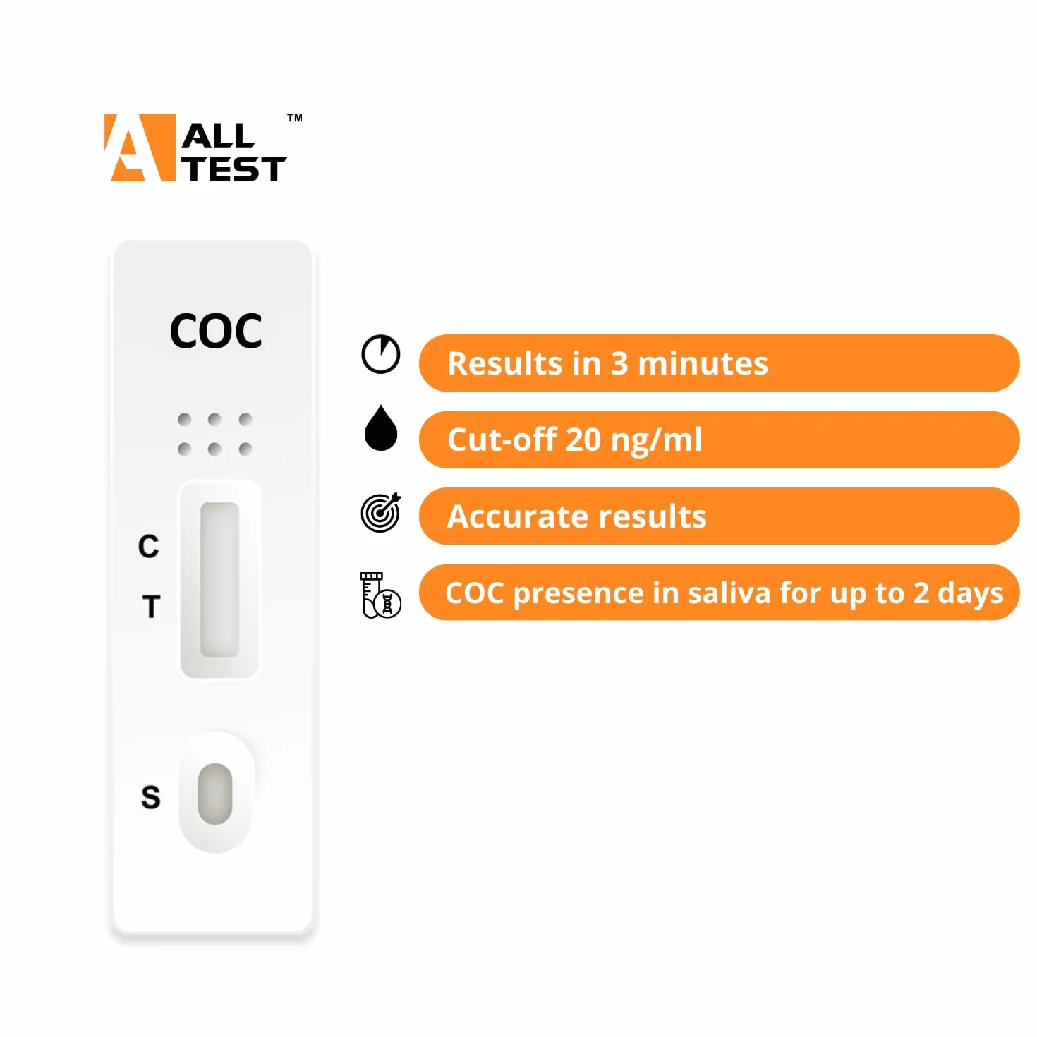 2 testy narkotykowe Alltest Kokaina ślinowa 20 ng/ml Szybkie testy narkotykowe Testy Przeciwnarkotykowe Testy Drug Test Toksykologiczny Test Test Toksykologiczny Pełna Stish Coca Test śliny