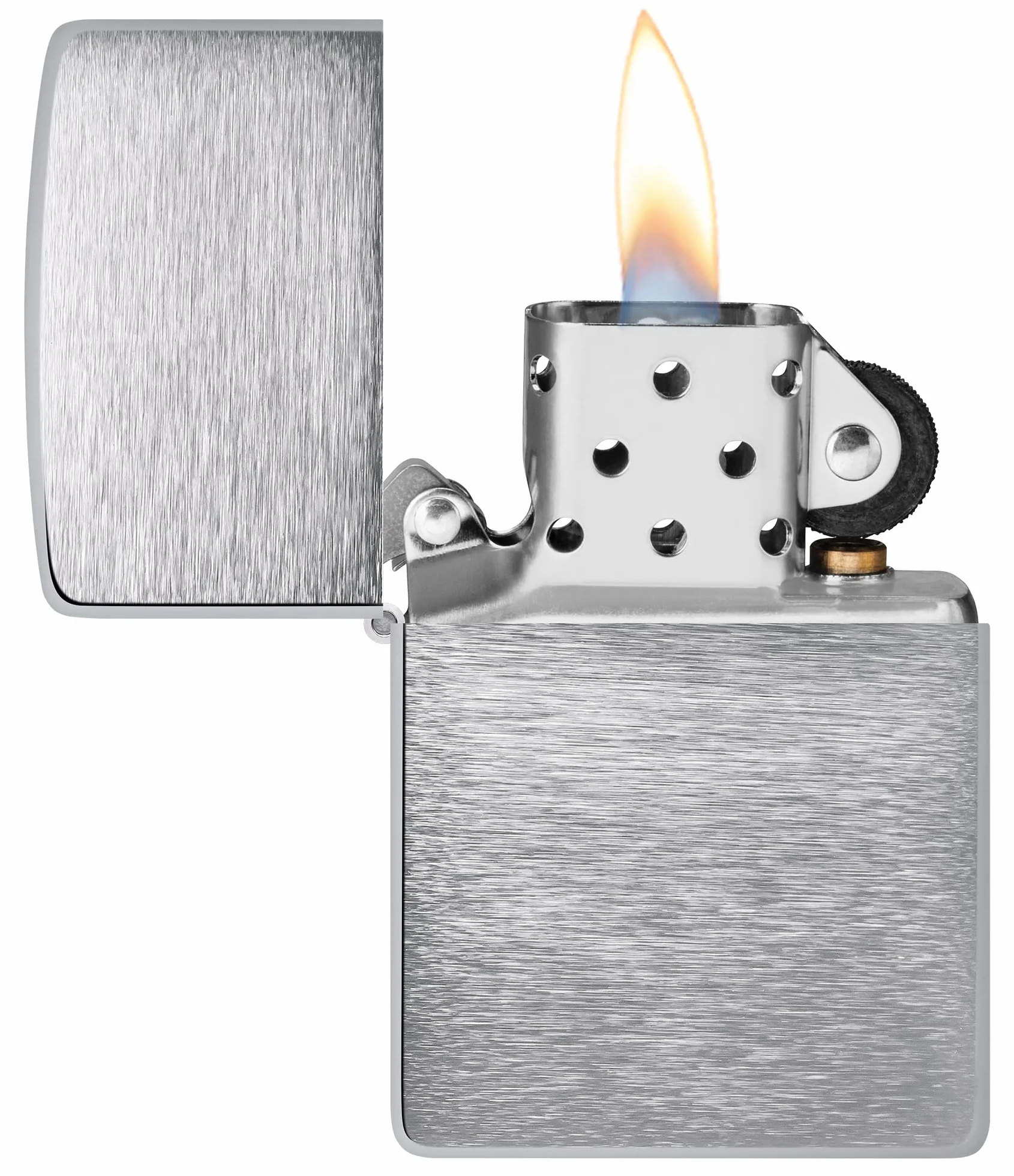 Zippo Zapalniczka Sztormowa Szczotkowany Chrom z Bocznym Grawerunkiem Płomienia Wielokrotnego Użytku Odporna na Wiatr Made in USA