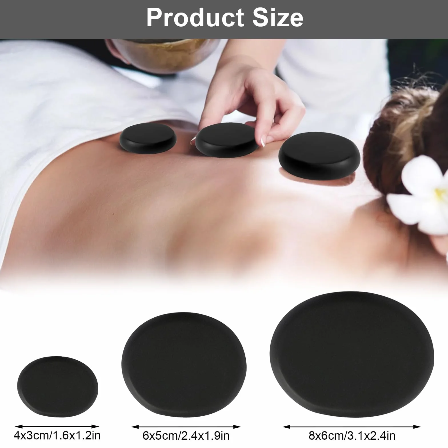 Hot Stone zestaw do masażu, 9 sztuk, kamienie bazaltowe, duże kamienie do masażu, kamienie do masażu, nadają się do spa, dla użytkowników prywatnych, do masażu, relaksu