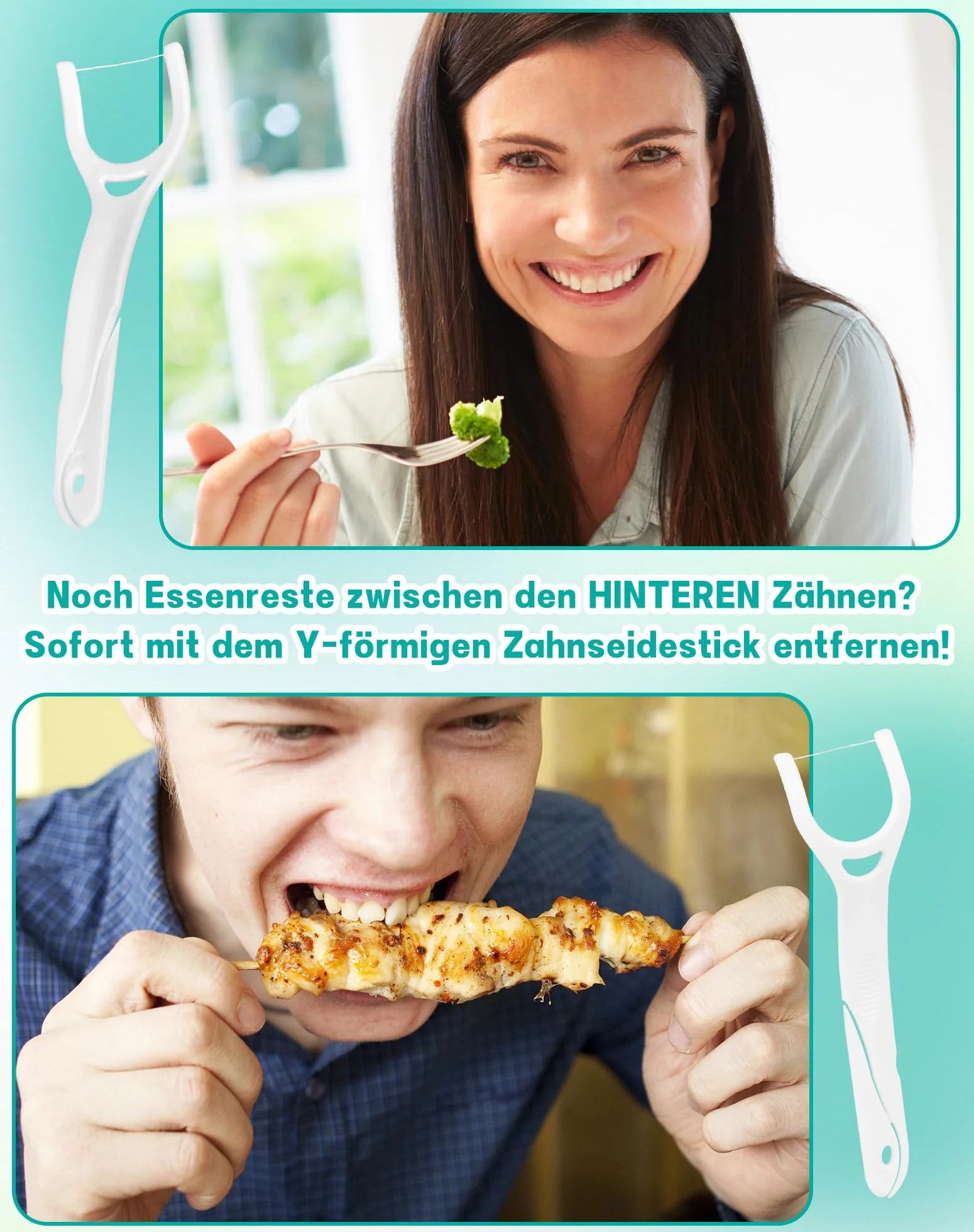 150 sztuk patyczków z nicią dentystyczną, specjalnie do zębów trzonowych, w kształcie litery Y, do czyszczenia przednich i tylnych przestrzeni między zębami - Y Shaped Dental Floss patyczki z nicią