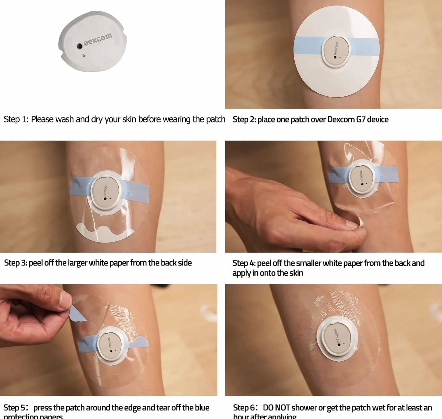 55sztuk Plastry Dexcom G7, wodoodpornych plastrów do Dexcom G7, bezklejowa czujnika w środkowej części, 10-dniowa przyczepność plastrów,oddychające i przyjazne dla skóry plastry mocujące.