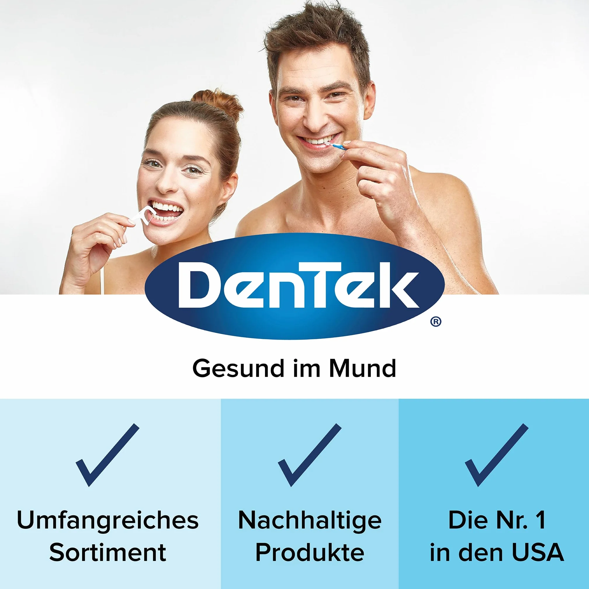 Dentek Complete Clean Patyczki z nicią dentystyczną – odporne na rozerwanie – czyszczenie przestrzeni międzyzębowych – smak miętowy – fluor – skrobak do języka – wykałaczka, 1 x 40 szt.