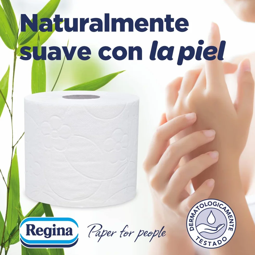 Regina Soft Bamboo, 8 rolek papieru toaletowego, 3 warstwy, 160 arkuszy, naturalna miękkość dla skóry, papier toaletowy wykonany z włókien bambusowych, opakowanie papierowe, certyfikat FSC