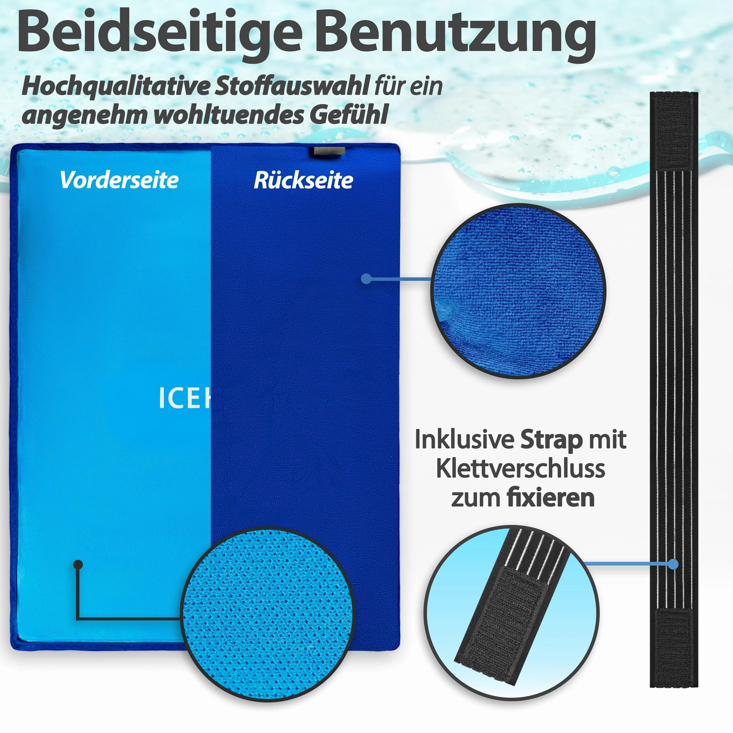 ICEHOF Kühlpads XXL Gel Kühlkissen Groß - Kuschelweich, Kühlakku Kühlpack Ice Pack Kältekompresse Eisbeutel Kühlbeutel Gelkissen Coolpack - 38 x 28 cm Kühlkompresse