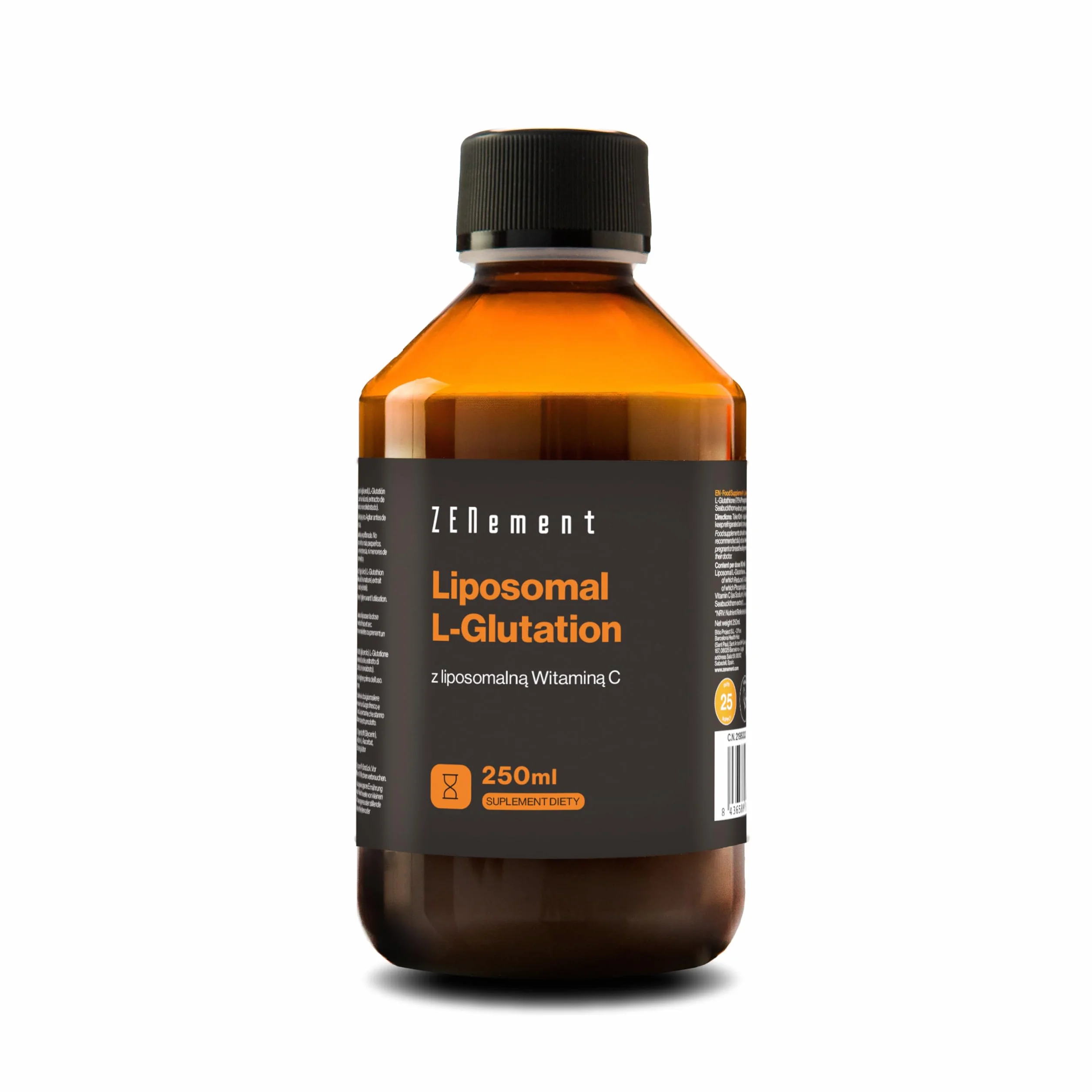 Liposomal L-Glutation z Witaminą C 250 ml wegańskie przeciwutleniacz Zenement