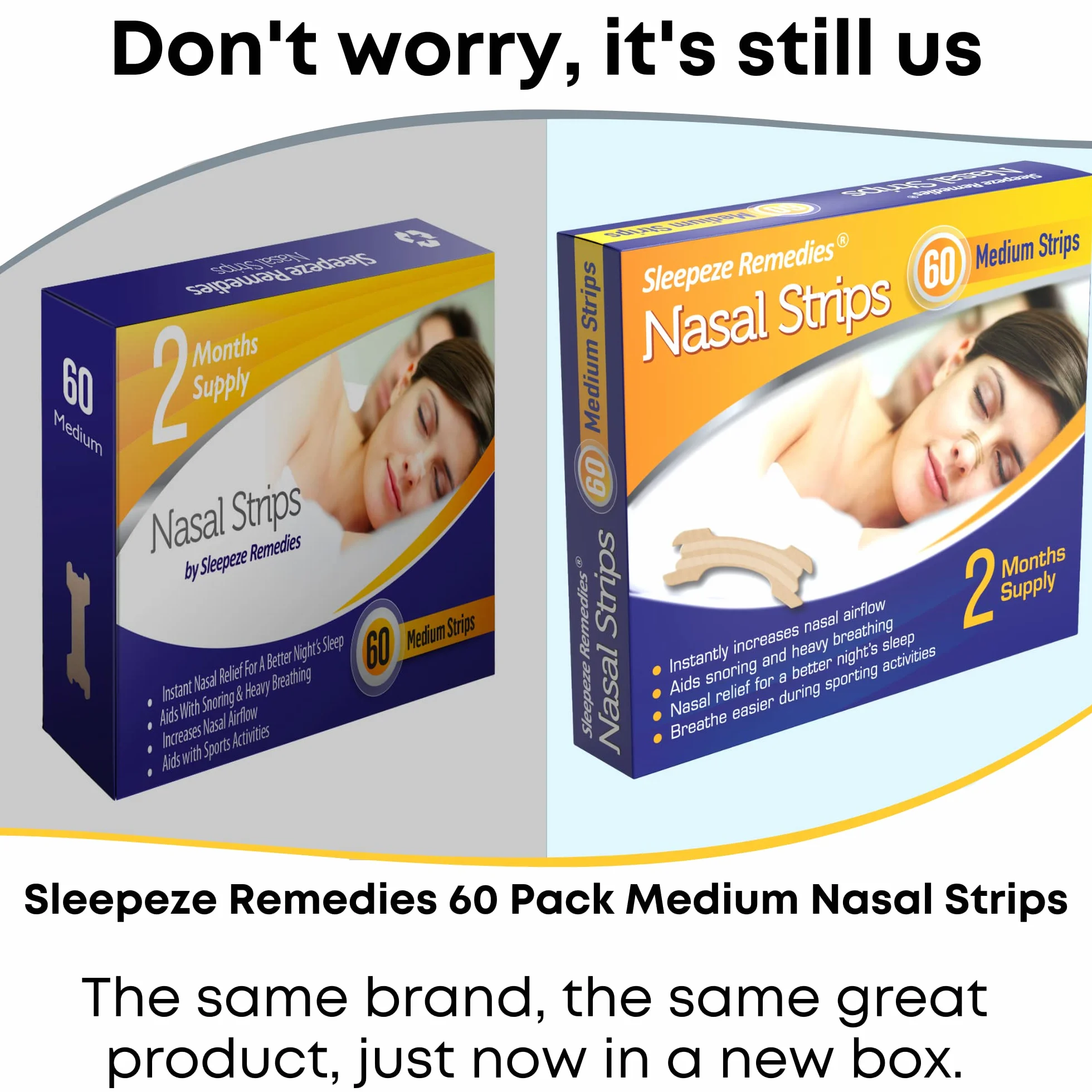 Paski do nosa S/M 60 by Sleepeze Remedies® | Chrapanie paski, aby zatrzymać chrapanie i pomóc Ci oddychać przez nos | chrapany korek ułatwiający sen bezdech i odpowiednie urządzenia przeciw chrapaniu