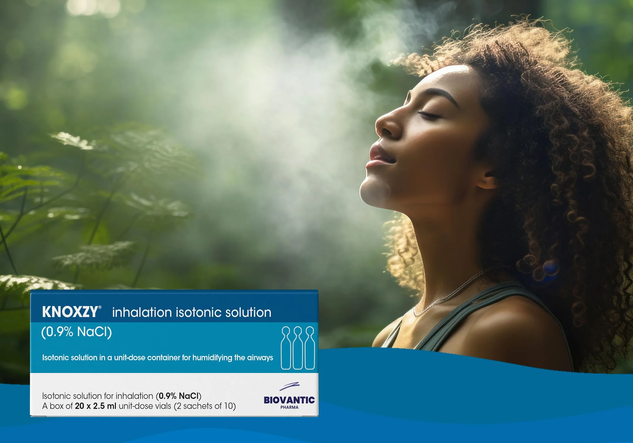 KNOXZY izotoniczny 0,9% chlorek sodu - NaCl roztwór soli fizjologicznej do inhalacji nawilżający drogi oddechowe – 20 x 2,5 ml fiolki z pojedynczą dawką