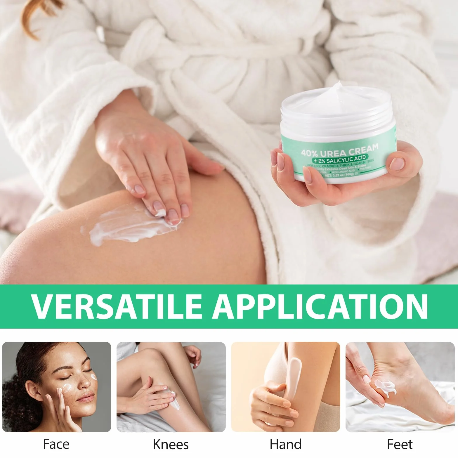 40% Urea Cream, Urea Foot & Hand Cream 3,52 oz do popękanych pięt i suchej skóry, z aloesem, olejkiem z drzewa herbacianego i jojoba do głębokiego nawilżenia, usuwania zrogowaciałego naskórka i