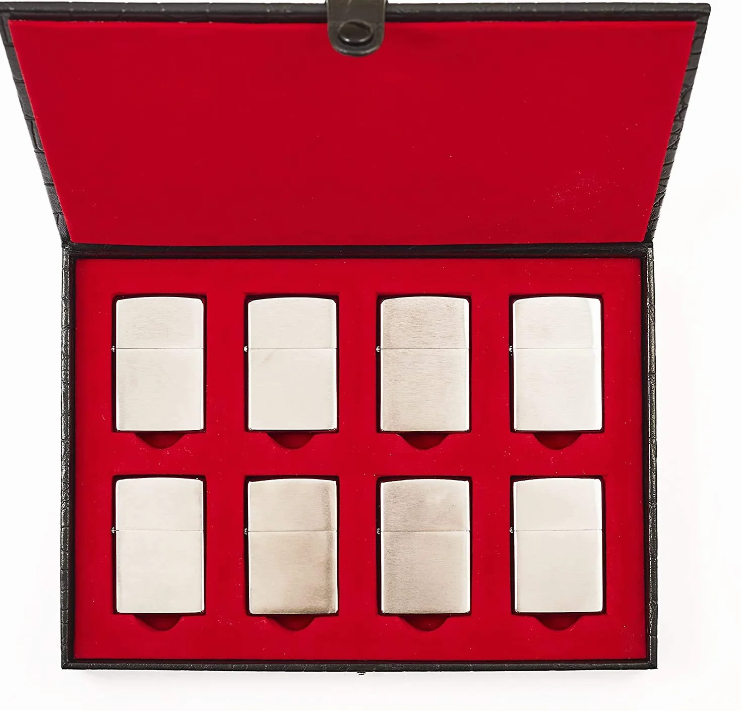 Zippo Collector's Case To Futerał na Zapalniczki Sztormowe, ze Wzorem Skóry Aligatora, Czerwona Aksamitna Wyściółka, Miejsce na 8 Zapalniczek, optymalna dla Kolekcjonerów