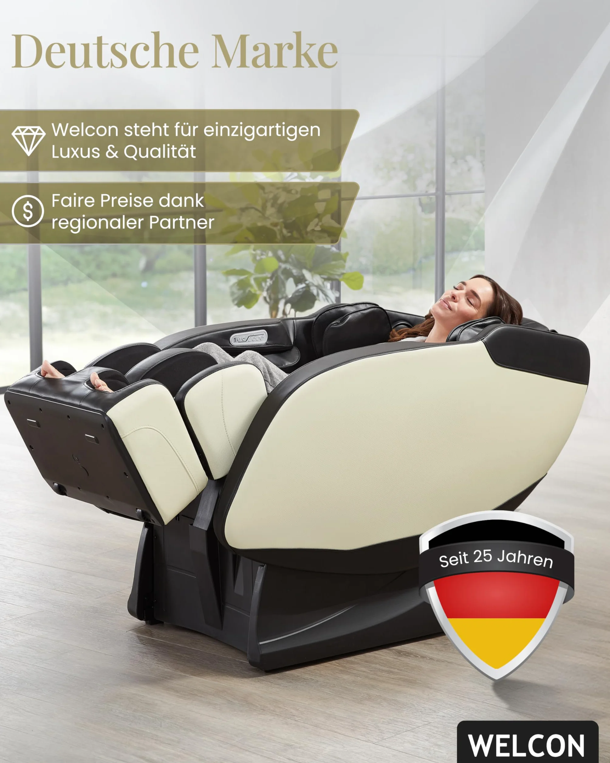 WELCON Fotel do masażu Prestige II 3D Zero Gravity z ogrzewaniem czarno-biały