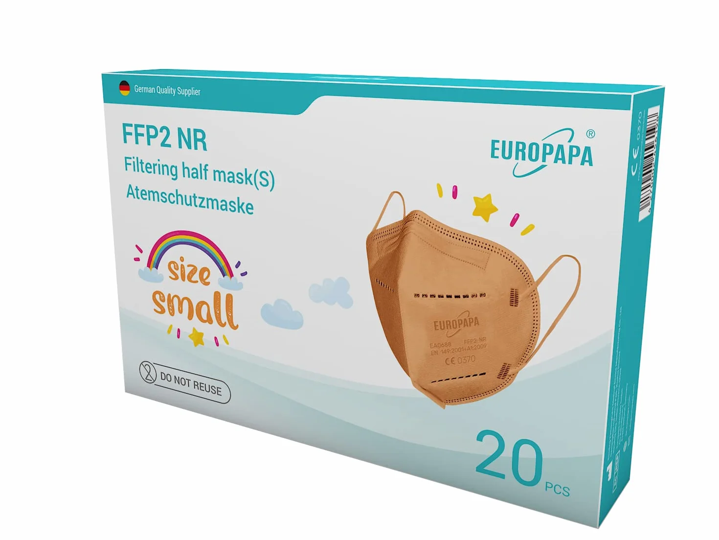 EUROPAPA FFP2 pomarańczowa maska S 5 warstw higienicznie pakowane pojedynczo
