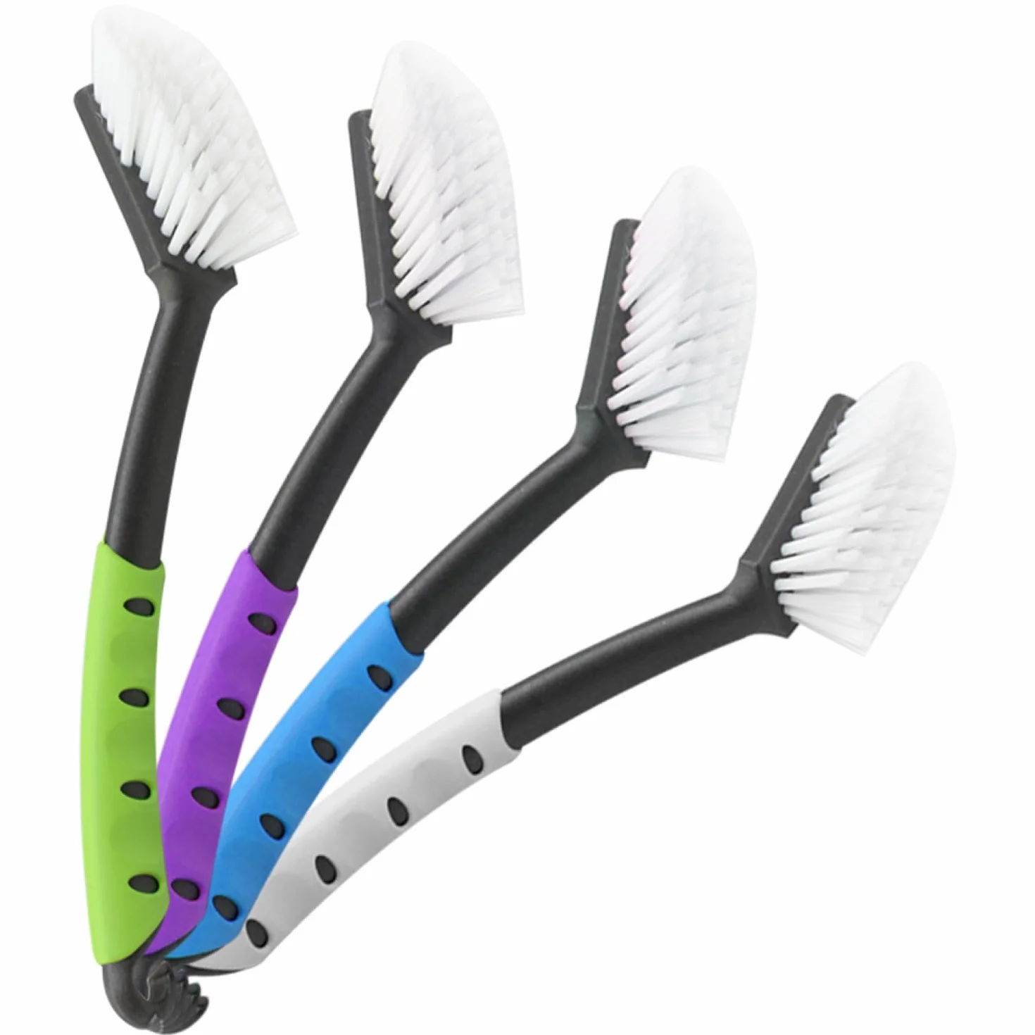 COM-FOUR® 4x Przyrząd do mycia naczyń – kuchenne narzędzie z wytrzymałym włosiem nylonowym – akcesorium do naczyń o długości 29 cm - "MADE IN GERMANY" (4 sztuki - zielony/bialy/blekitny/jagodowy)