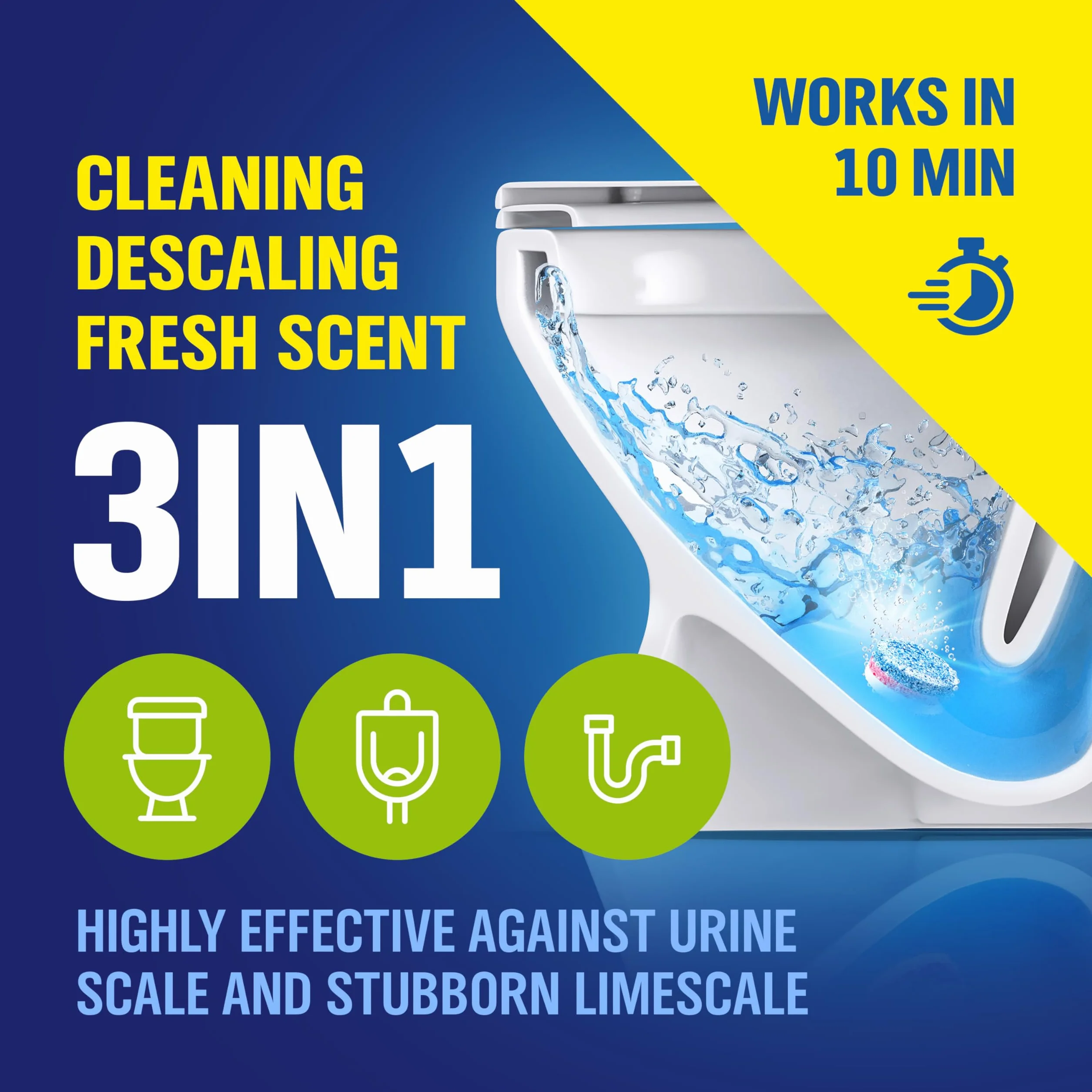WoldoClean 3w1 Tabletki do WC Eukaliptus 35 x 25 g – Tabletki czyszczące do toalety przeciw kamieniowi i osadom z moczu do sanitariatów, pisuarów i odpływów