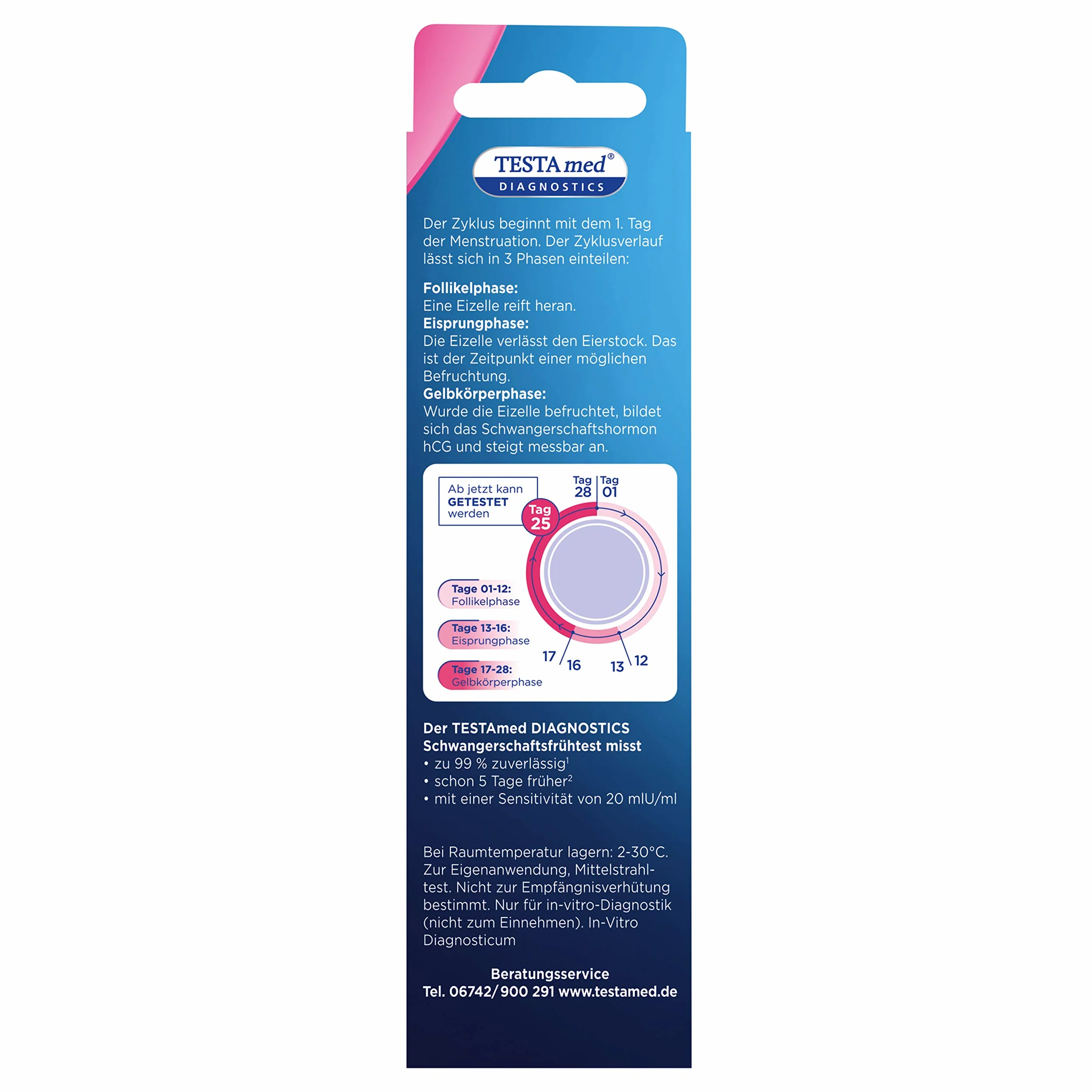 TESTAmed Diagnostics wczesny test ciążowy, opakowanie ekonomiczne, test ciążowy zapewnia bezpieczne wyniki testu ponad 99%, 2 sztuki