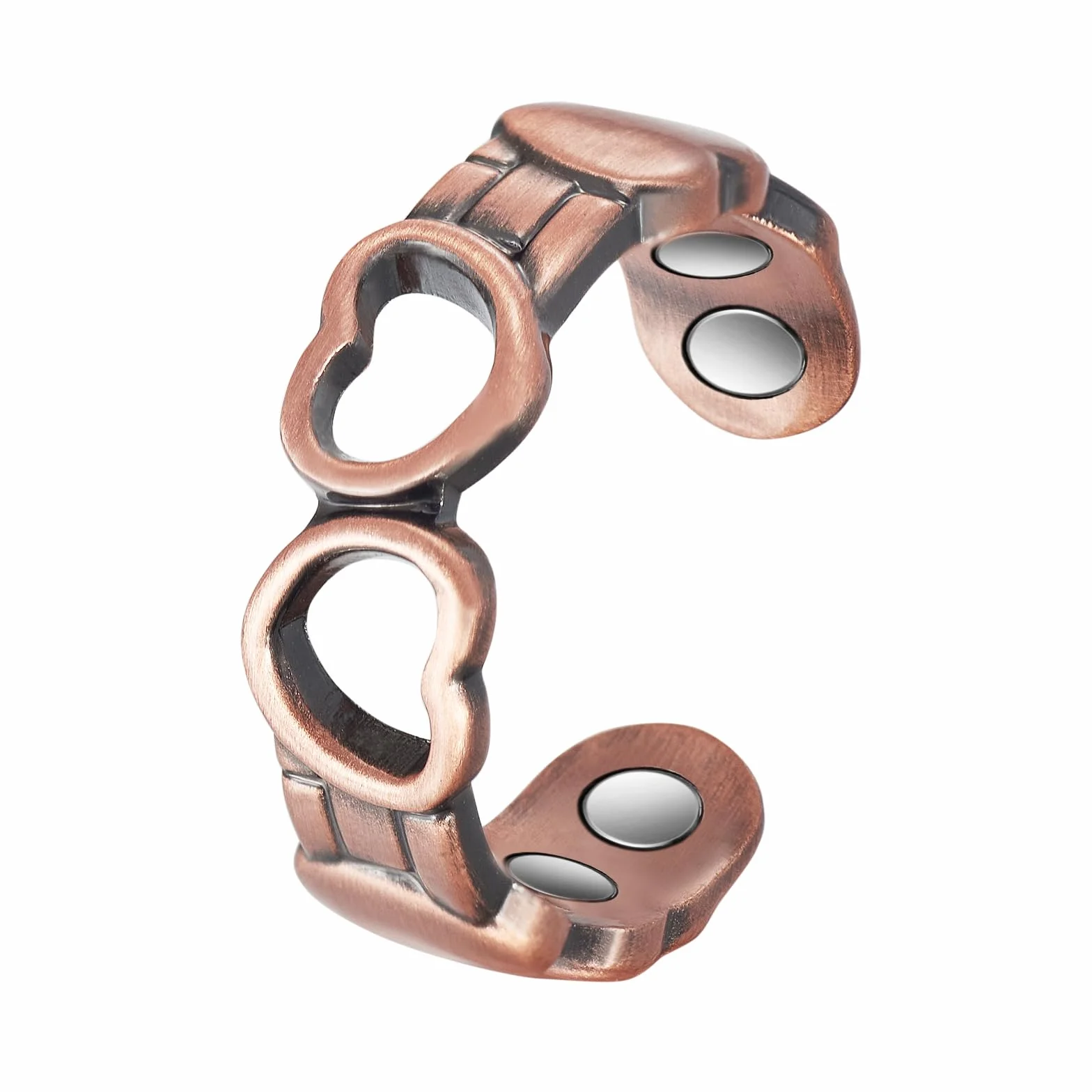 YINOX Super mocny magnetyczny pierścionek miedziany dla kobiet, miłosny pierścionek symbolizujący miłość, łącznie z 4 magnesami NdFeB i wysokiej jakości pudełkiem na prezent (6,5 cm)