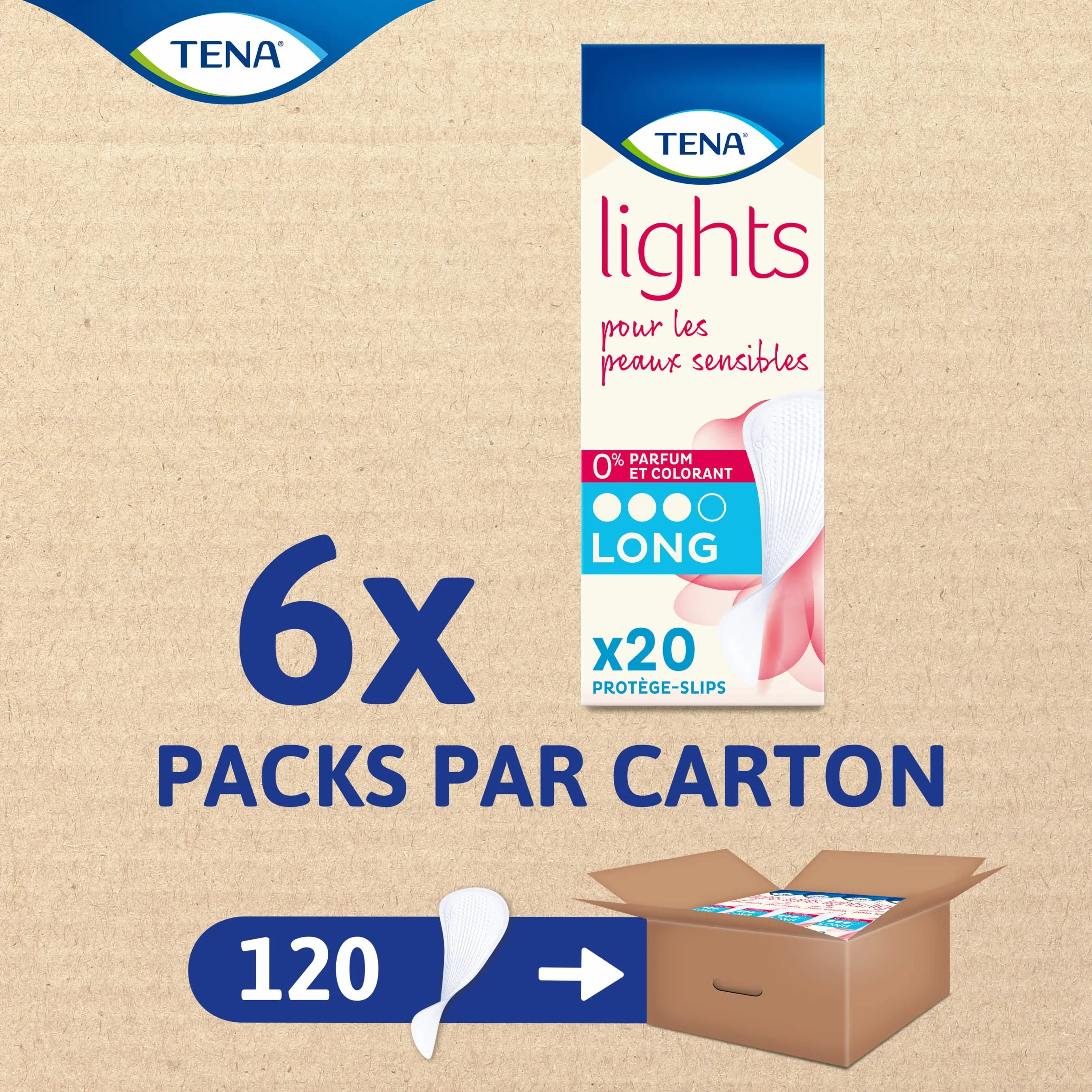 TENA Lights Long Liner, 120 wkładek na nietrzymanie moczu dla kobiet o wrażliwej skórze, oddychająca i bezzapachowa