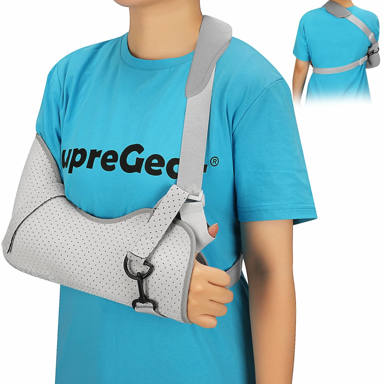 Supregear Orteza Medyczna na Ramię Wsparcie Mankieta Rotatora dla Mężczyzn i Kobiet Szary L