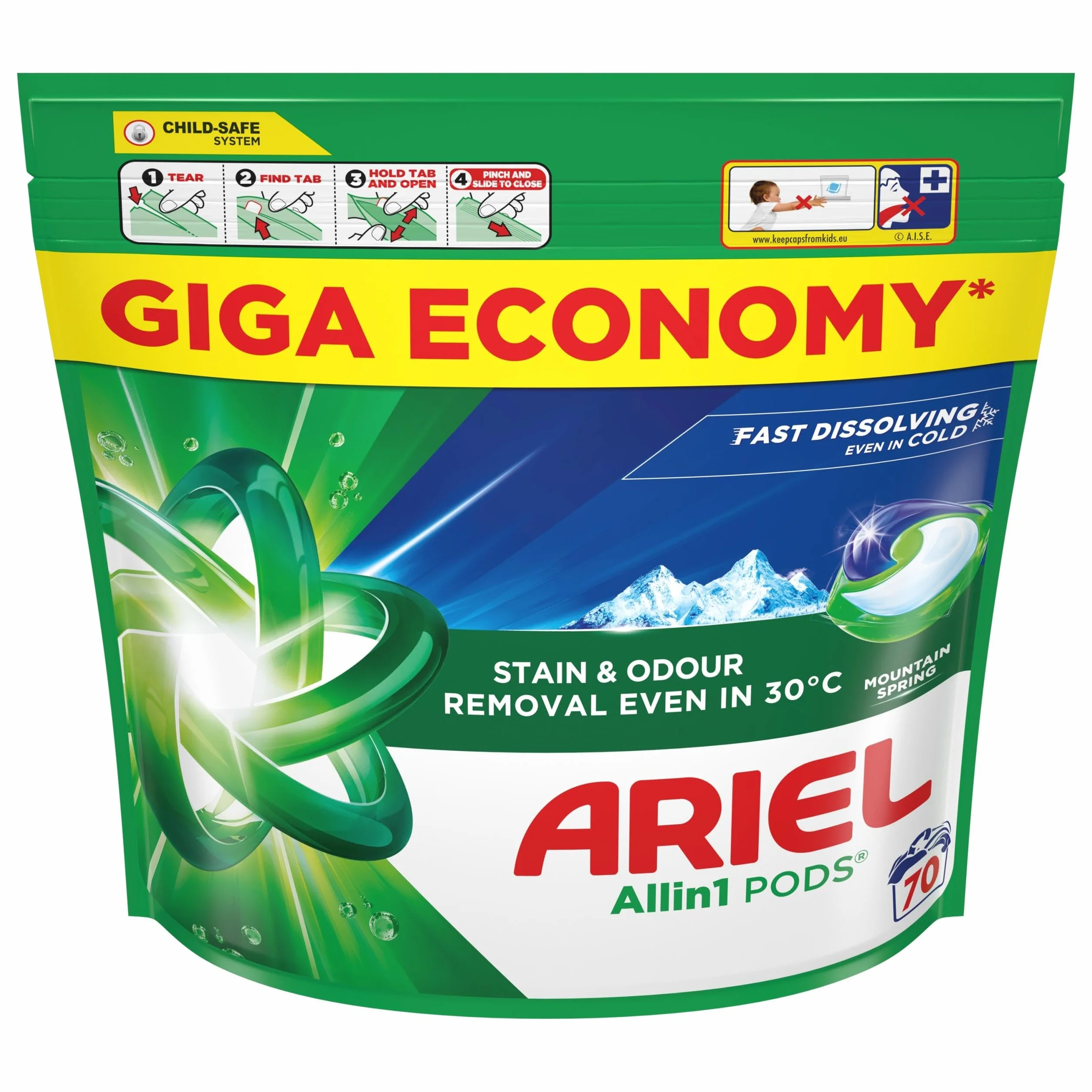 Ariel Mountain Spring Kapsułki do prania All-in-1 Pods 70 sztuk