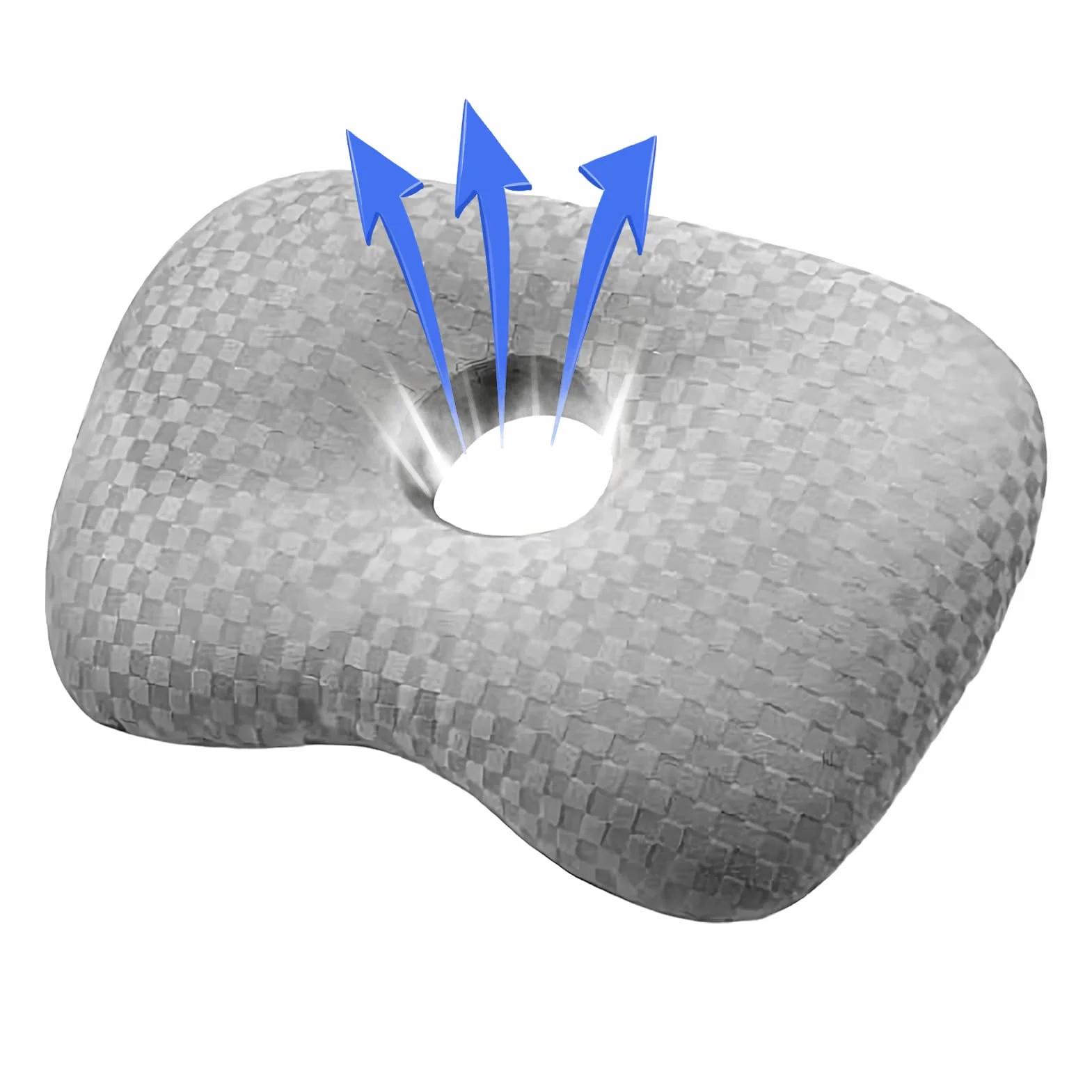 Ergonomic Donut Pillow with Ear Holes 17.32x12.6x0.79in Gray for Travel Office Car