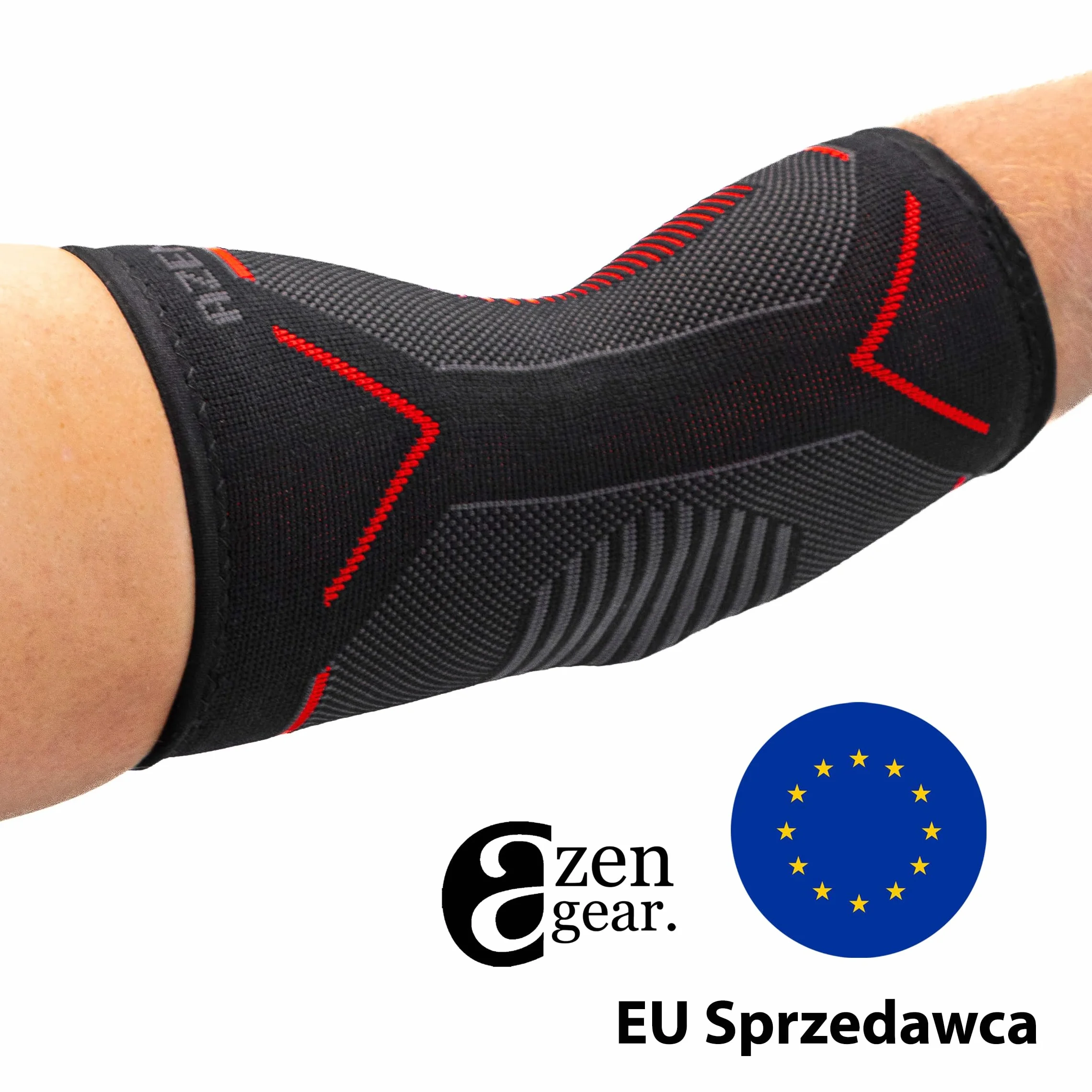aZengear Opaska kompresyjna na łokieć L Czarny z czerwonym para